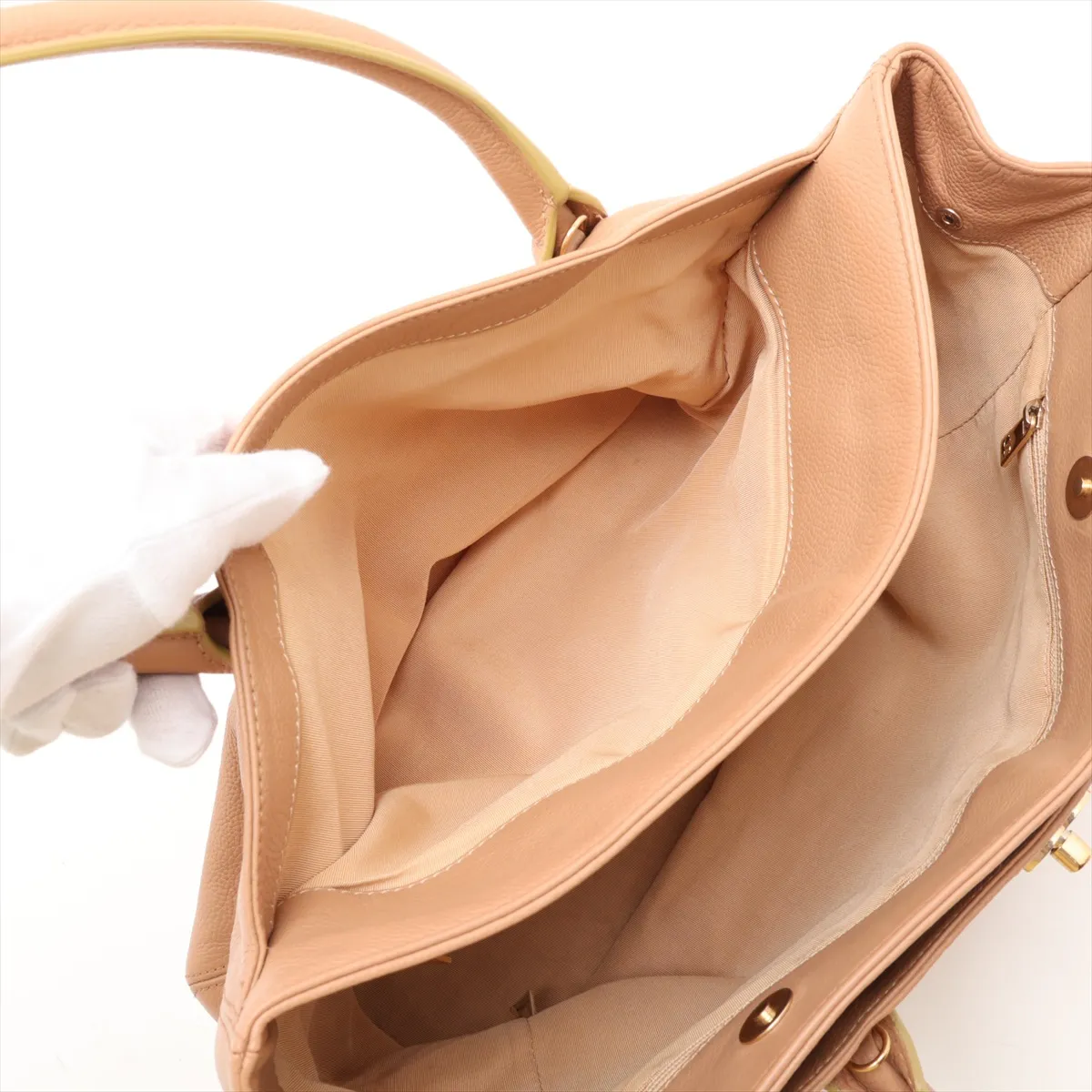Executive Leather 2-Way Tote Bag, Beige with Gold Hardware, 9256981, Series 9 — view 11