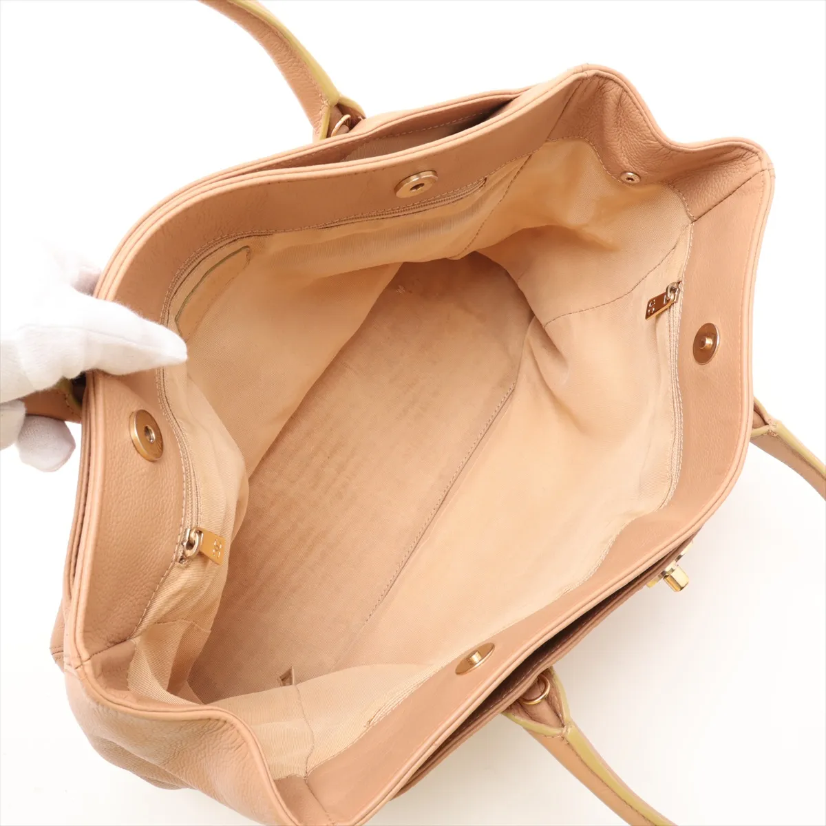Executive Leather 2-Way Tote Bag, Beige with Gold Hardware, 9256981, Series 9 — view 8
