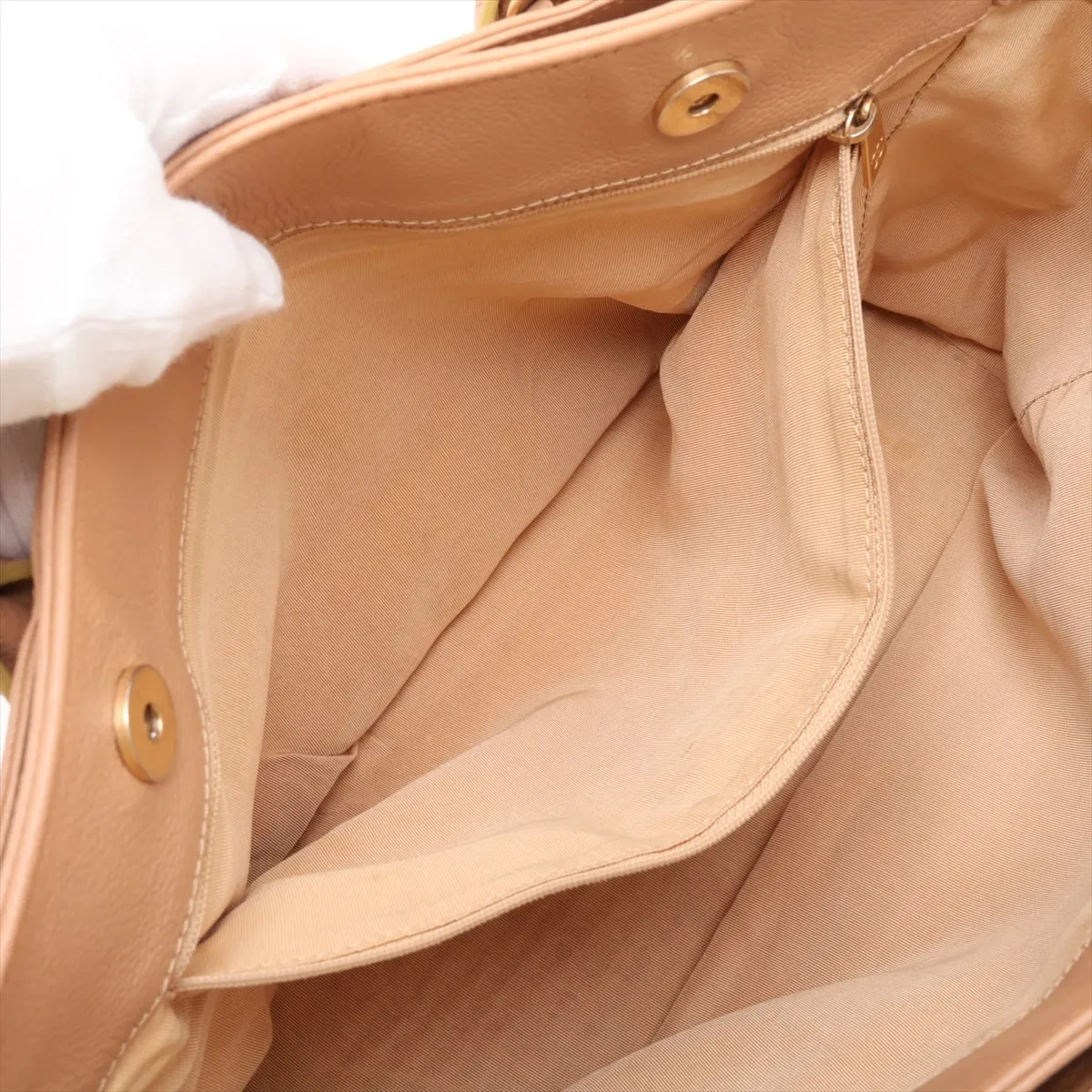Executive Leather 2-Way Tote Bag, Beige with Gold Hardware, 9256981, Series 9 — view 9
