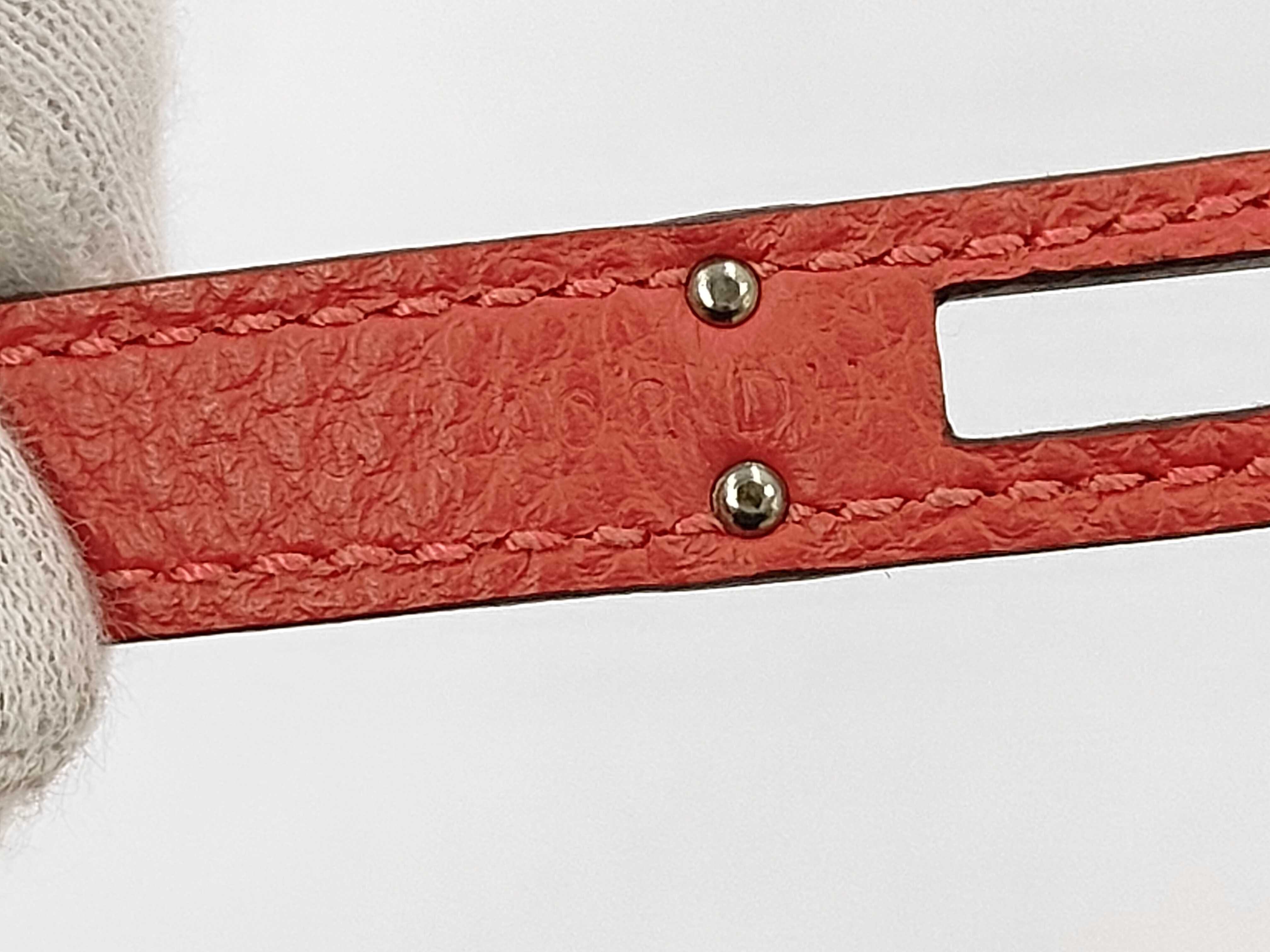 Birkin 25 Togo Leather, T Stamp, Silver Hardware, Red Tone Handbag — view 11