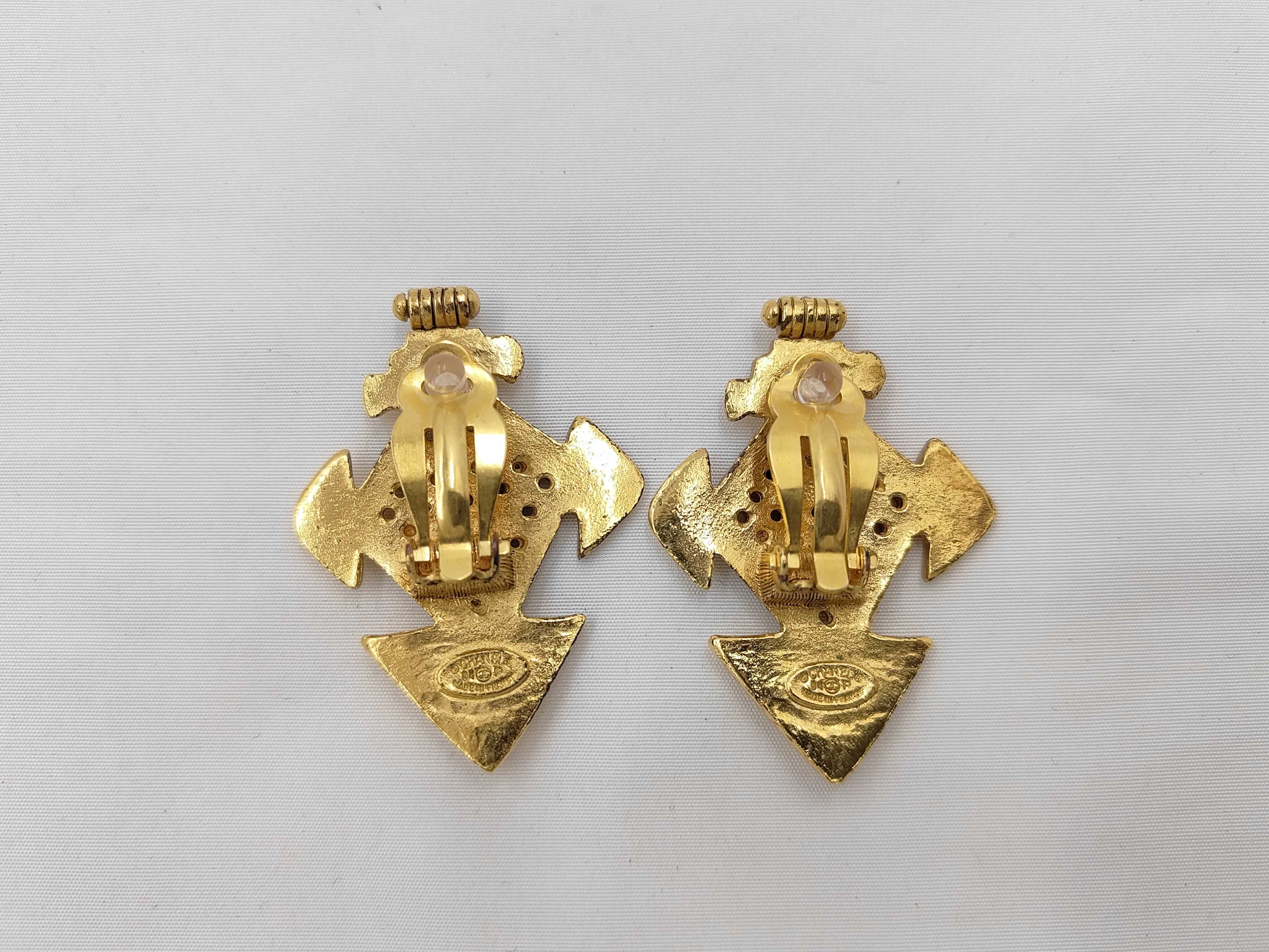 earrings gold cross metal material earrings — view 2