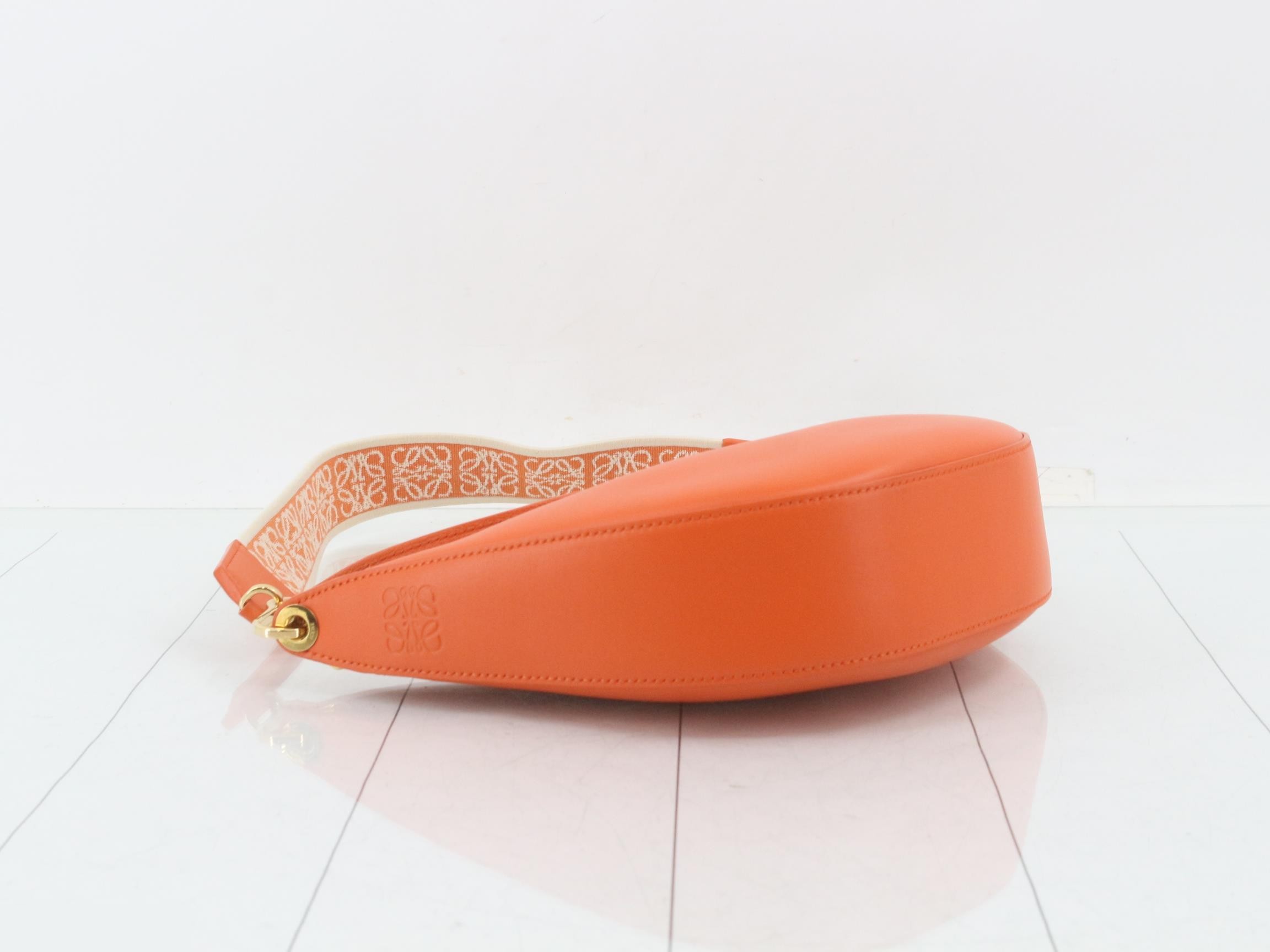 Luna Small Leather One-Shoulder Bag, Orange — view 5