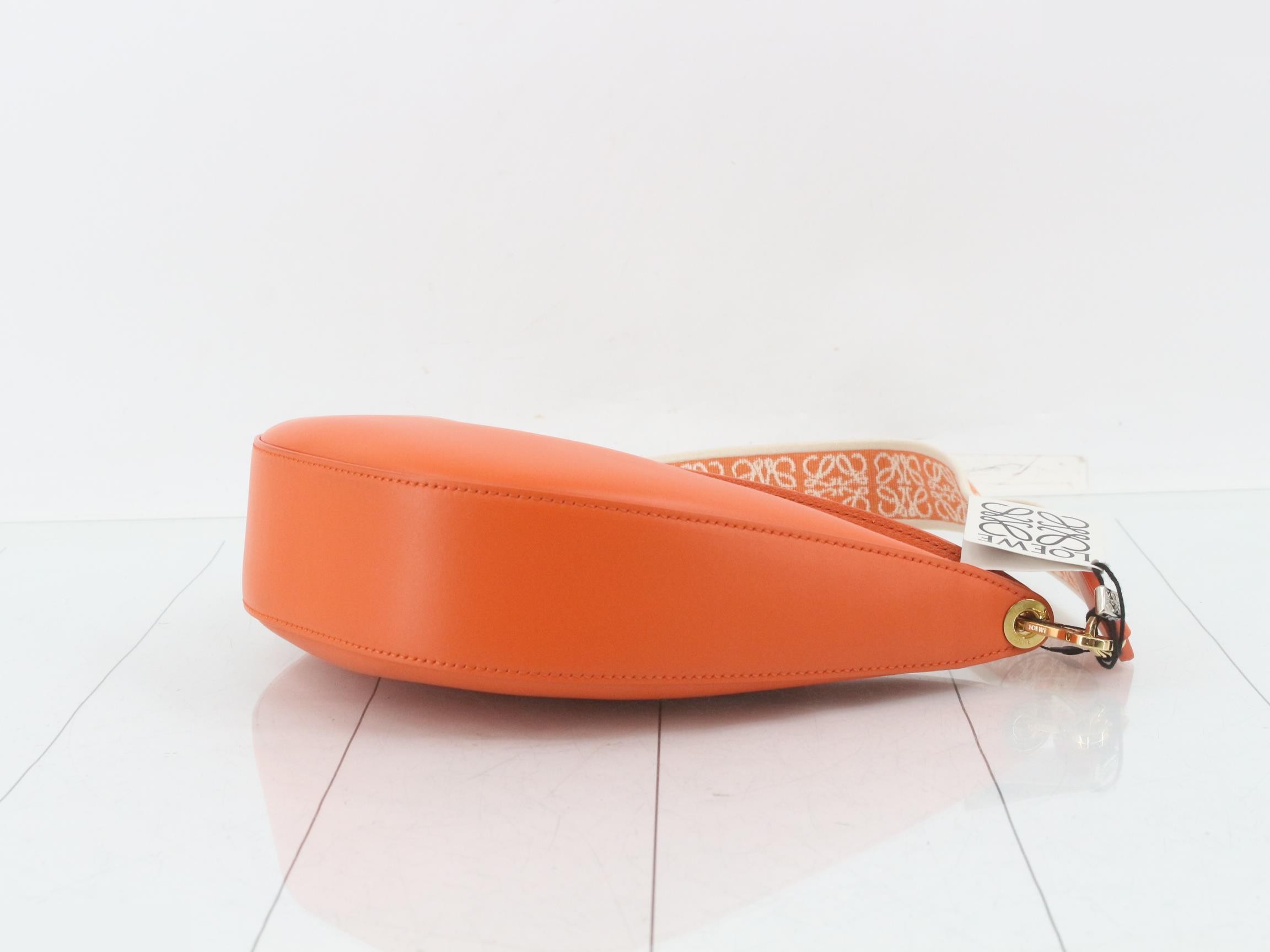 Luna Small Leather One-Shoulder Bag, Orange — view 6