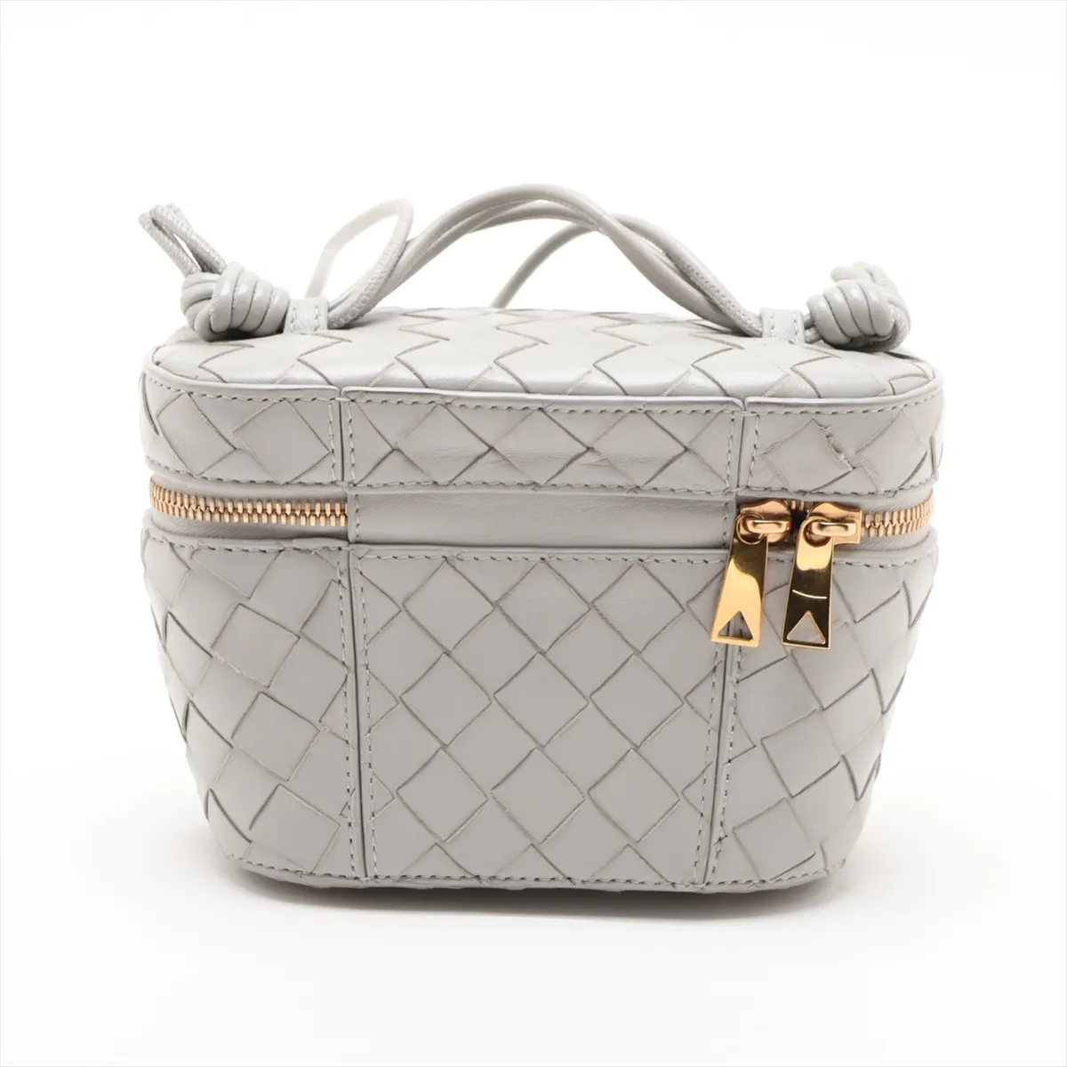 Intrecciato Bang Vanity Case Leather Vanity Bag Gray — view 2