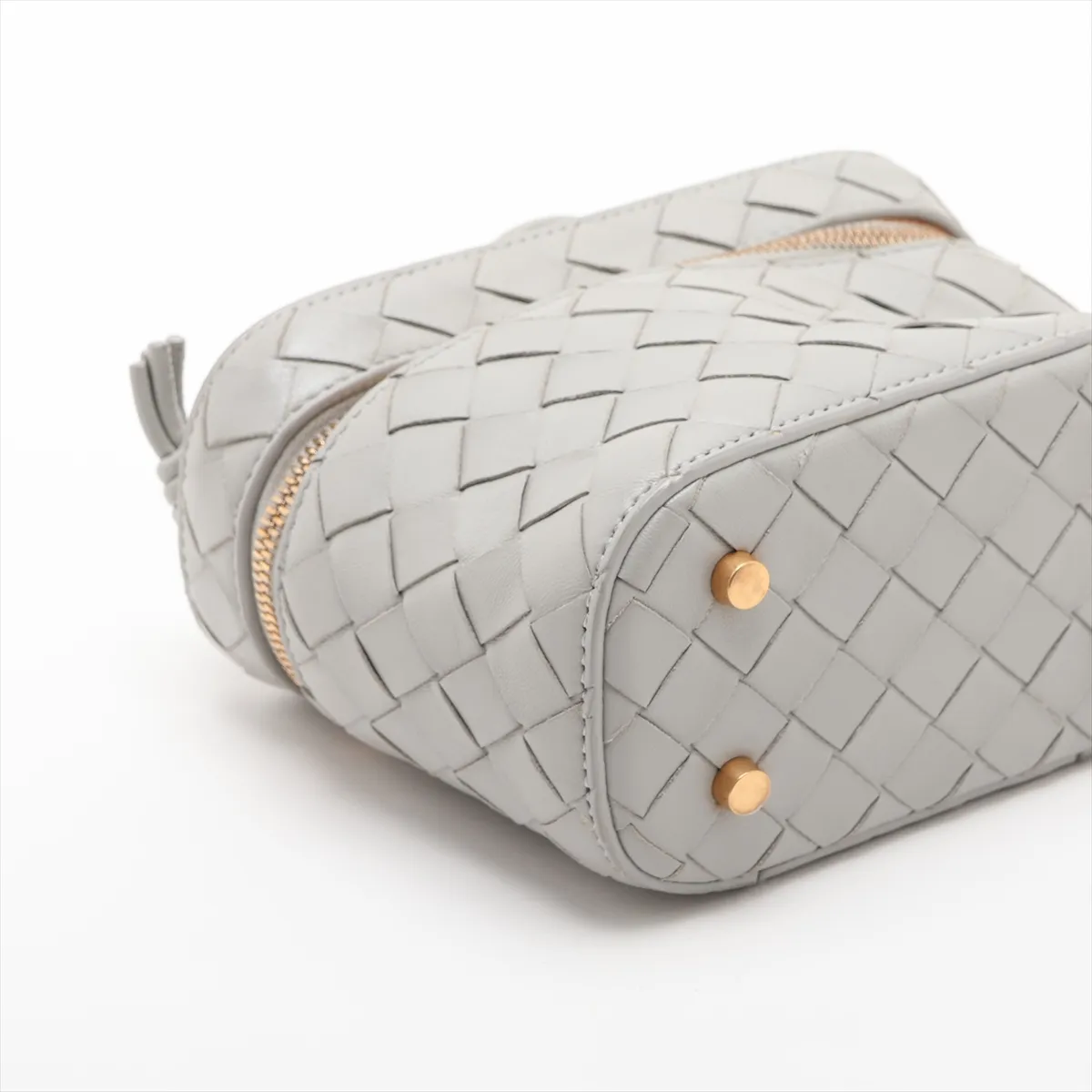 Intrecciato Bang Vanity Case Leather Vanity Bag Gray — view 4