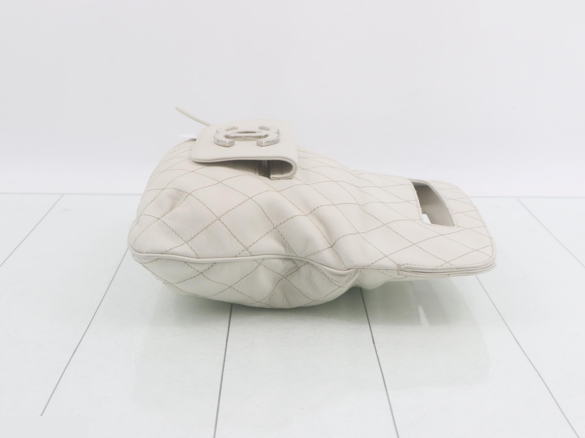 Leather Coco Mark Clutch Bag, White — view 3