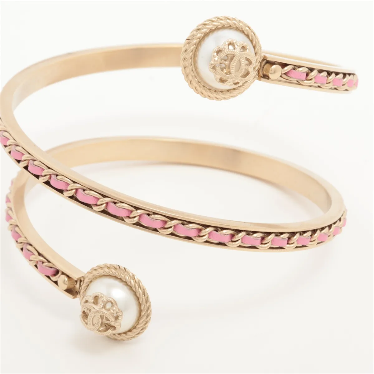 Coco Mark B18C Bangle, Size S, GP x Leather, Gold x Pink, — view 3