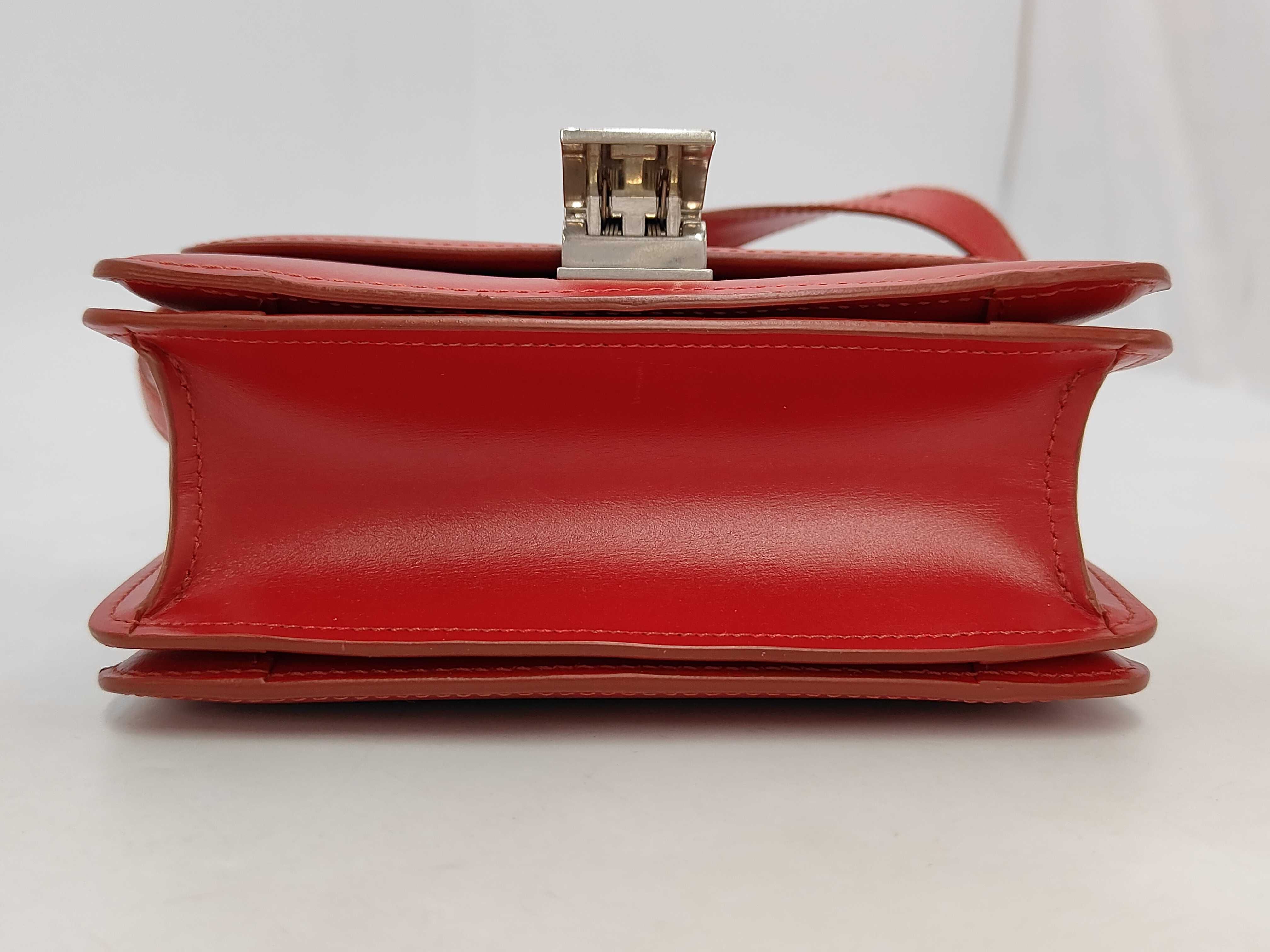 Classic Box Small Leather Shoulder Bag, Red — view 3