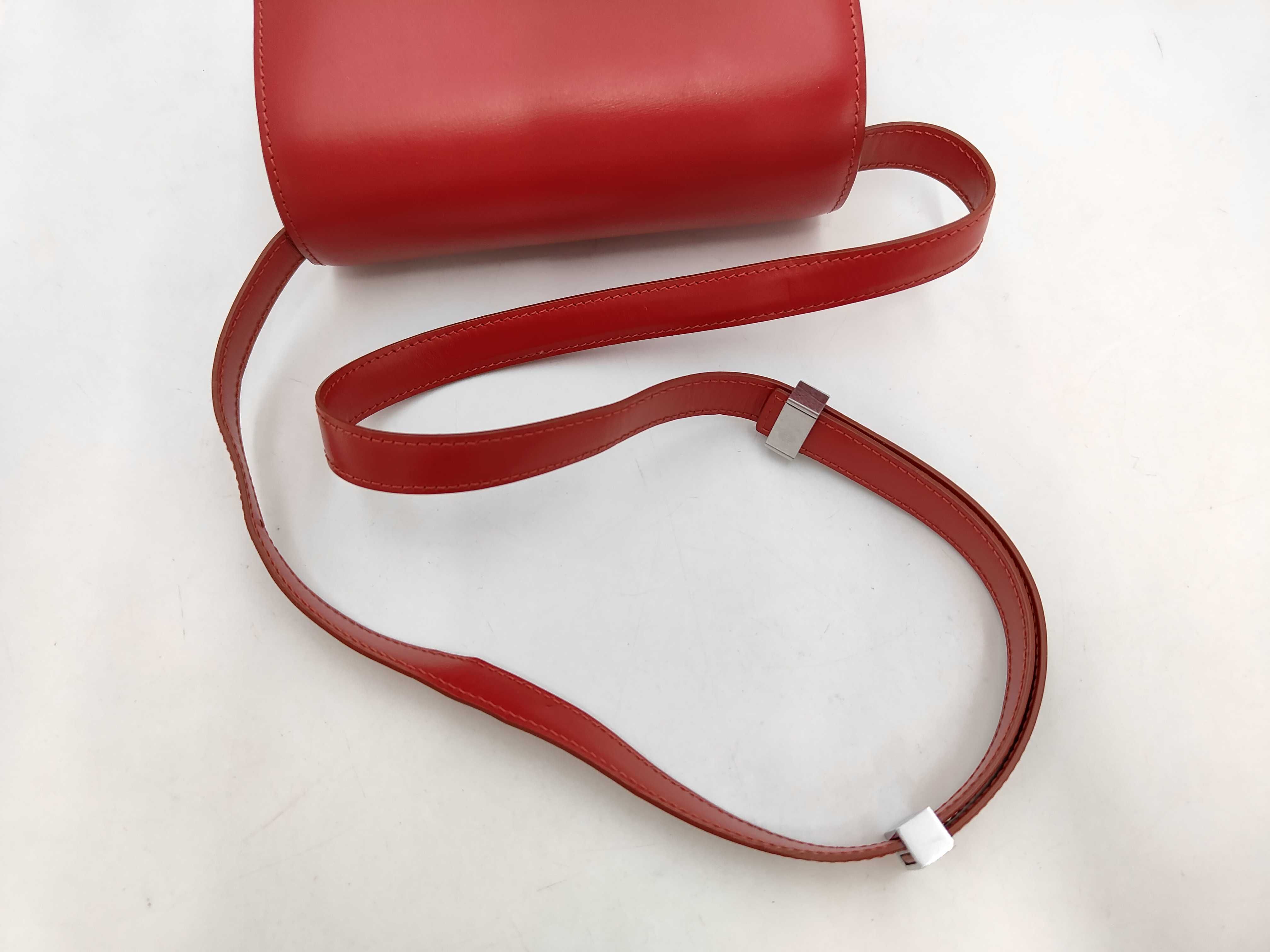 Classic Box Small Leather Shoulder Bag, Red — view 5