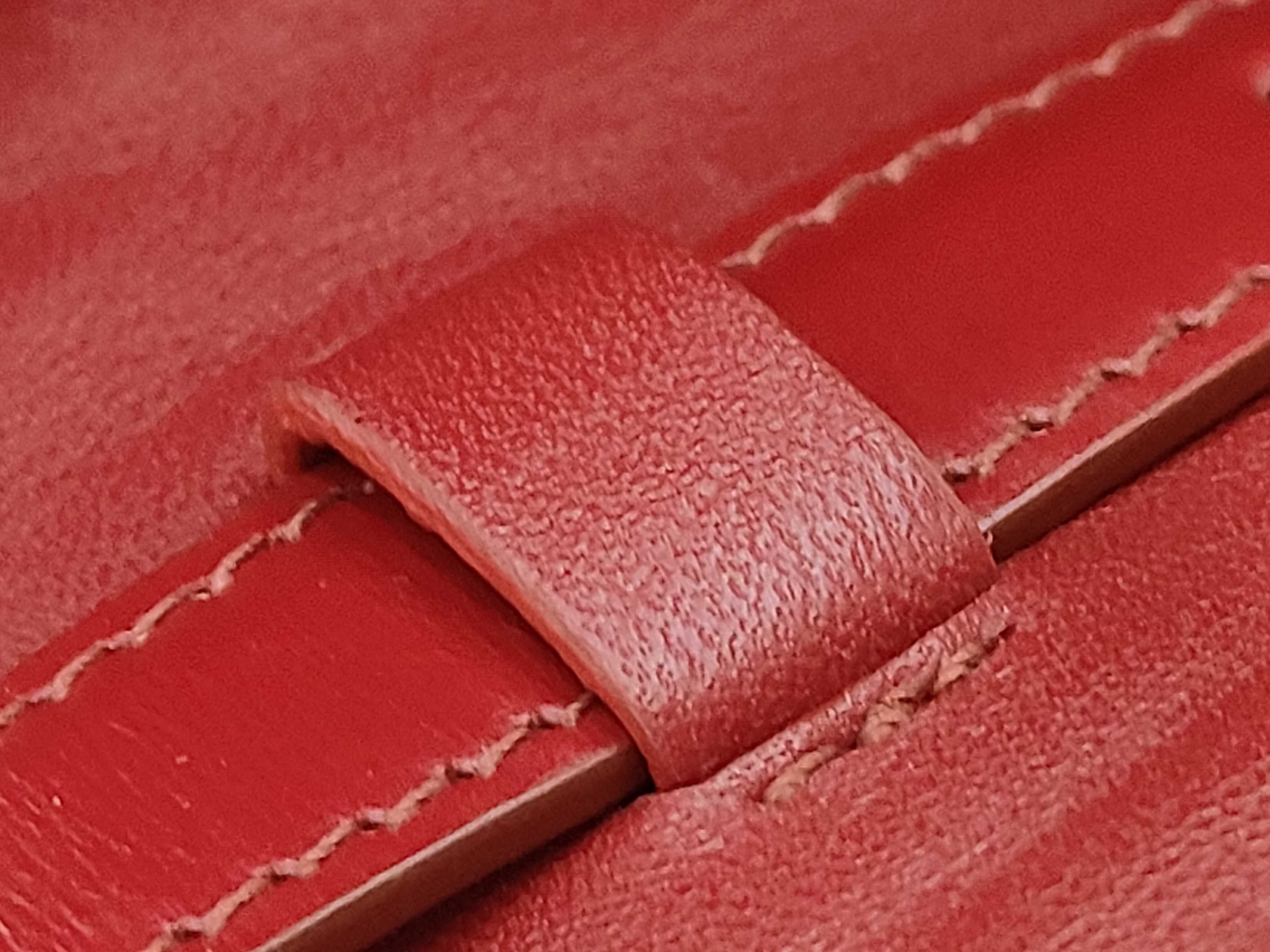 Classic Box Small Leather Shoulder Bag, Red — view 7