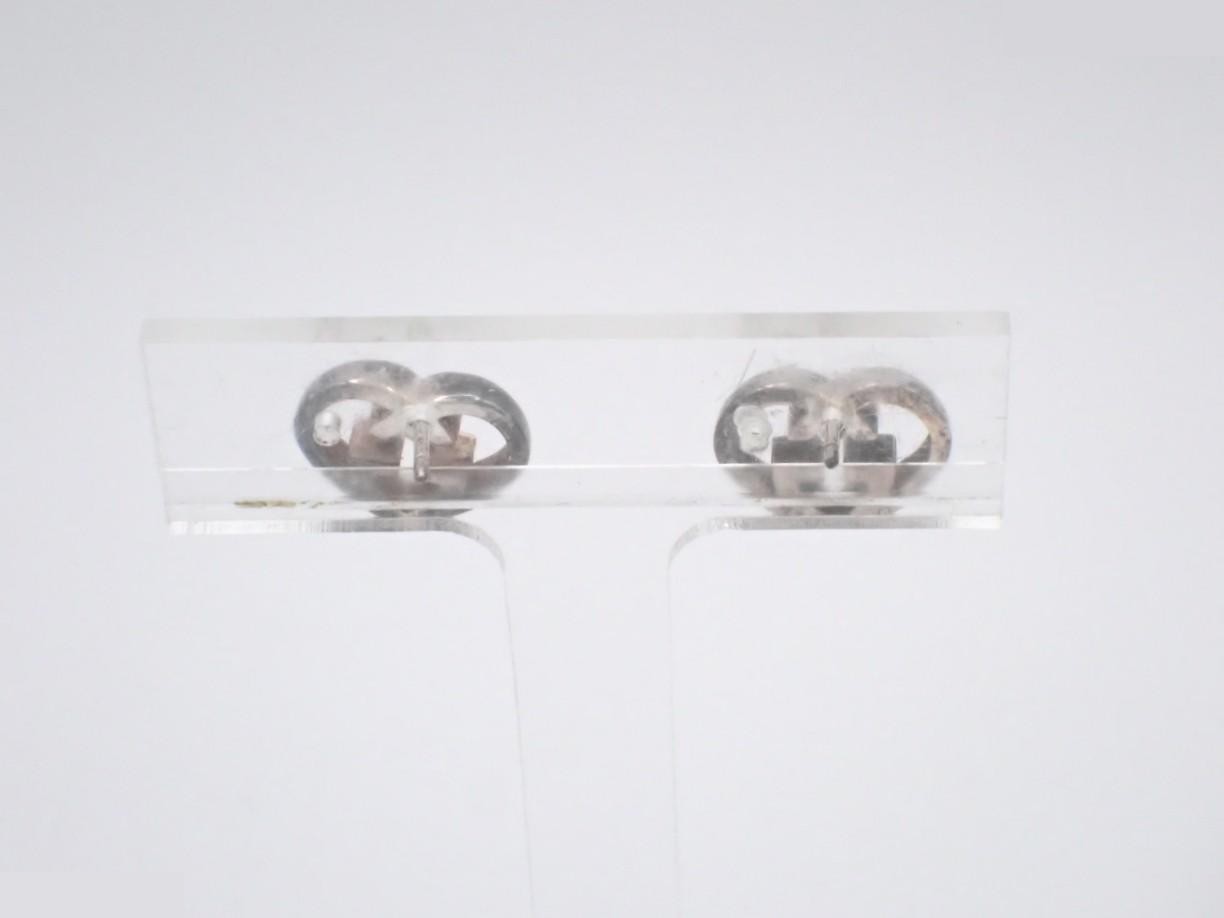 Interlocking G Earrings, Heart Brick Design, SV925, 4.4g — view 2