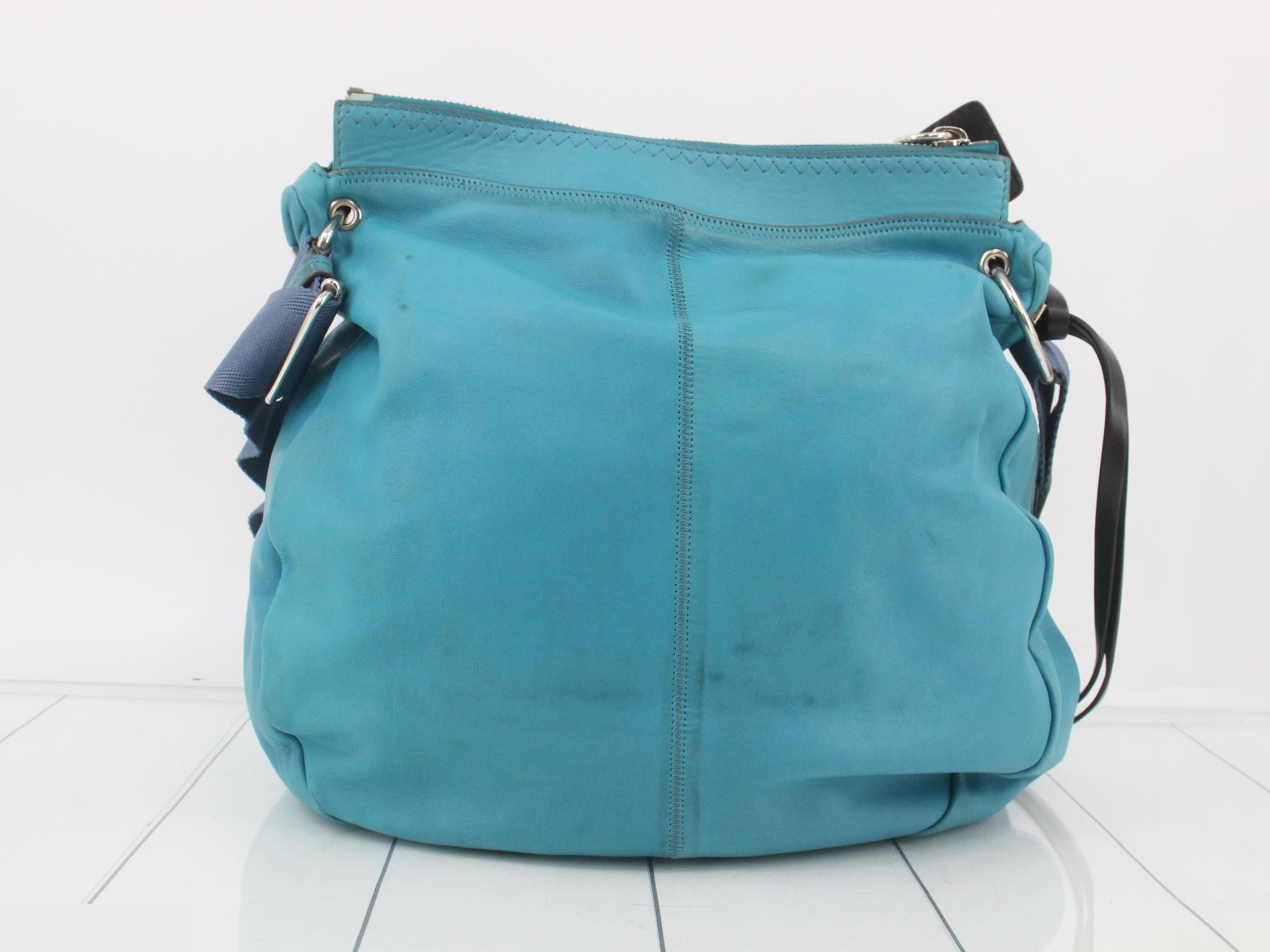 Leather turquoise shoulder bag — view 2
