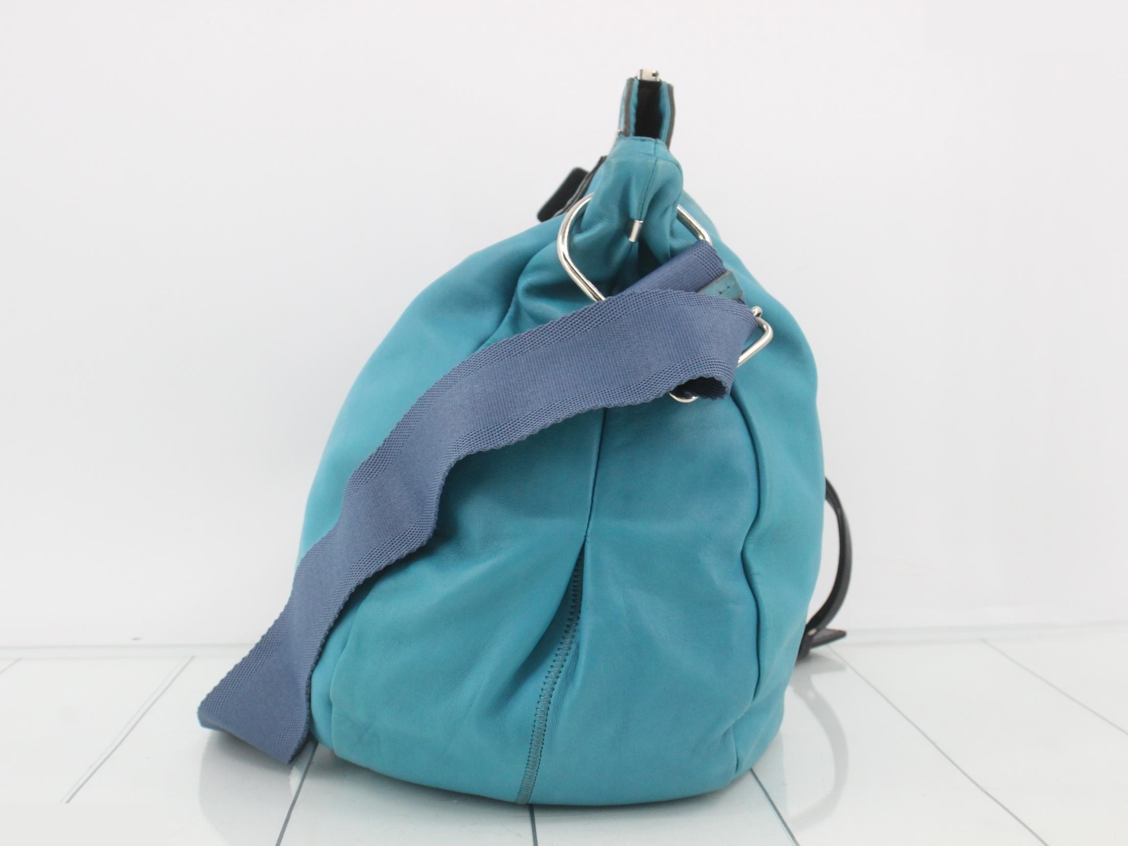 Leather turquoise shoulder bag — view 3