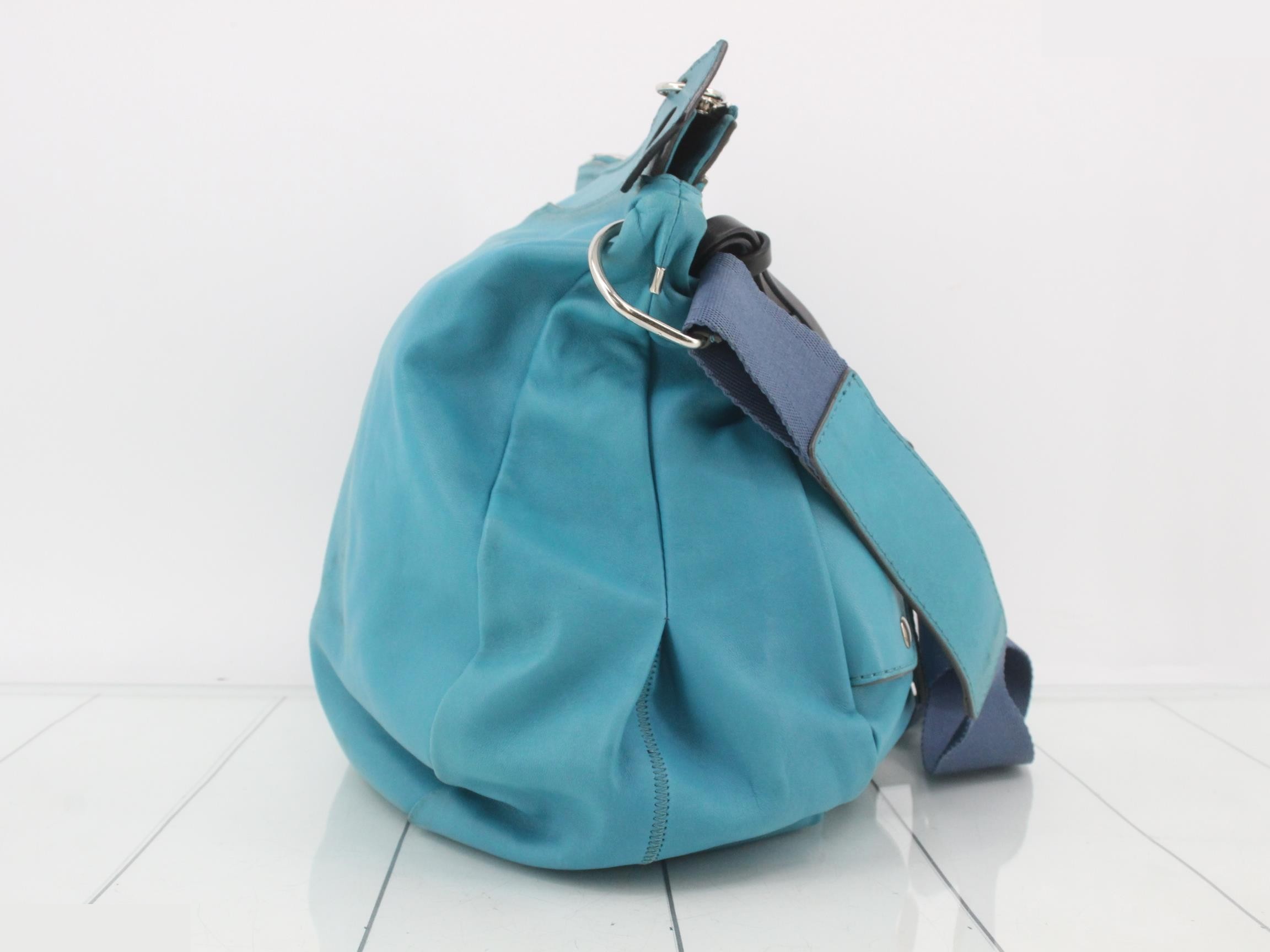 Leather turquoise shoulder bag — view 4