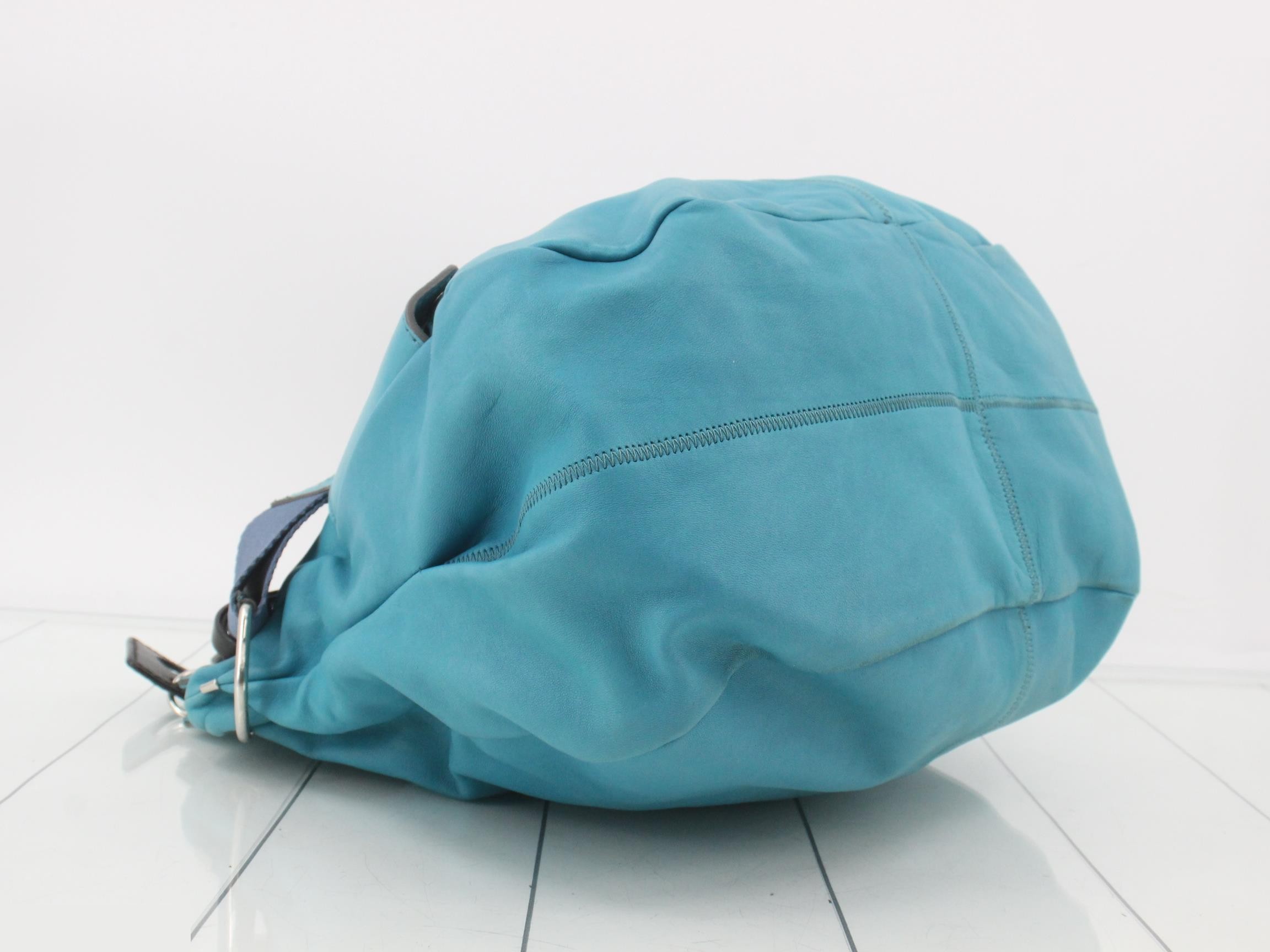 Leather turquoise shoulder bag — view 5