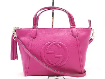 Soho 2-Way Shoulder Bag, Interlocking G, Fringe, Magenta