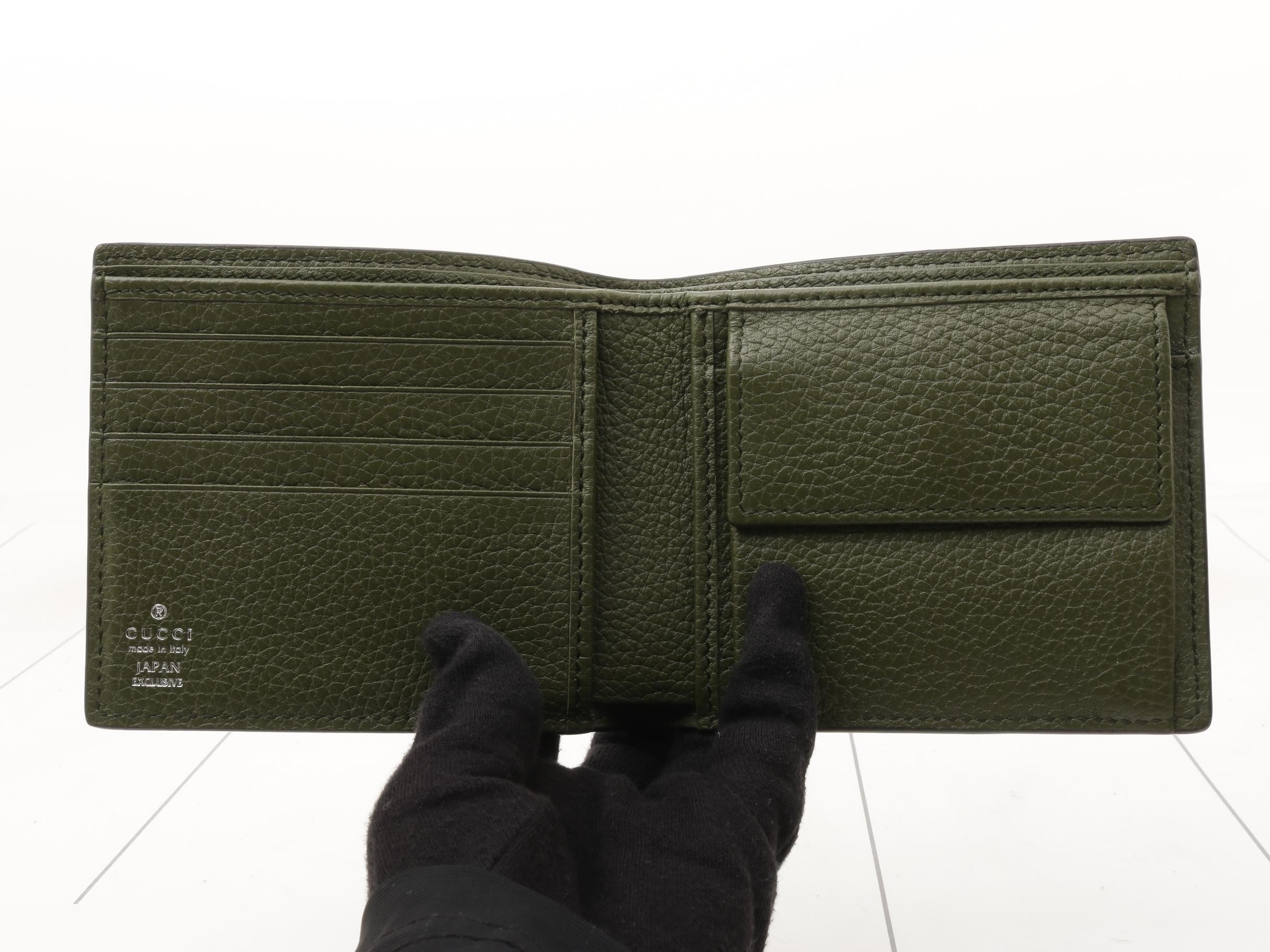 835098 Logo Bi-fold Wallet Leather Green — view 4