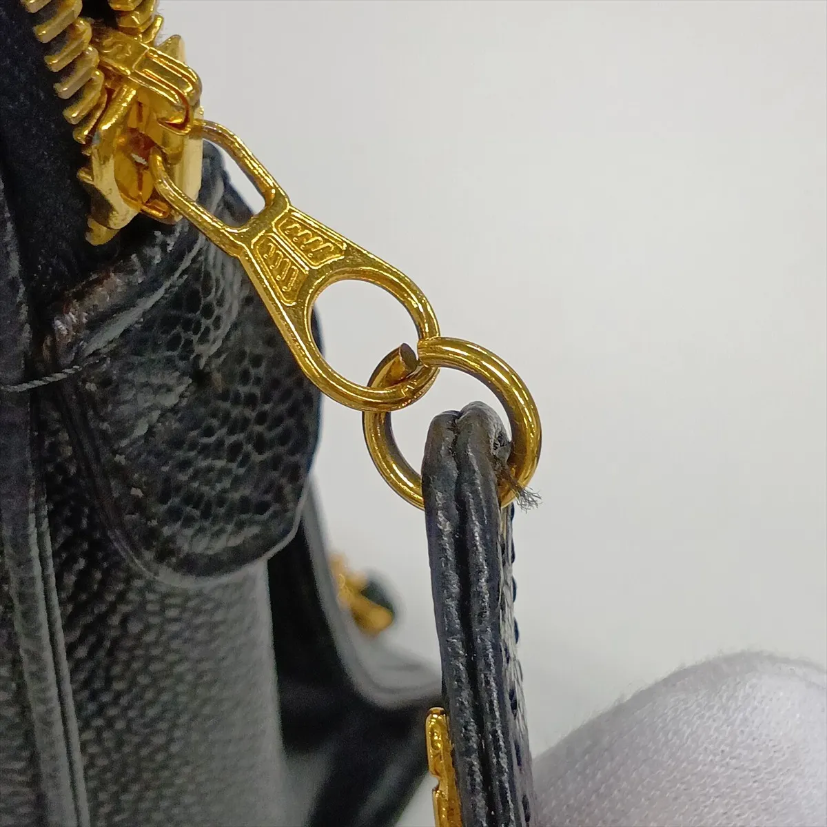 Coco Mark Caviar Skin Chain Shoulder Bag, Black with Gold Hardware, 5075827, Series 5 — view 12