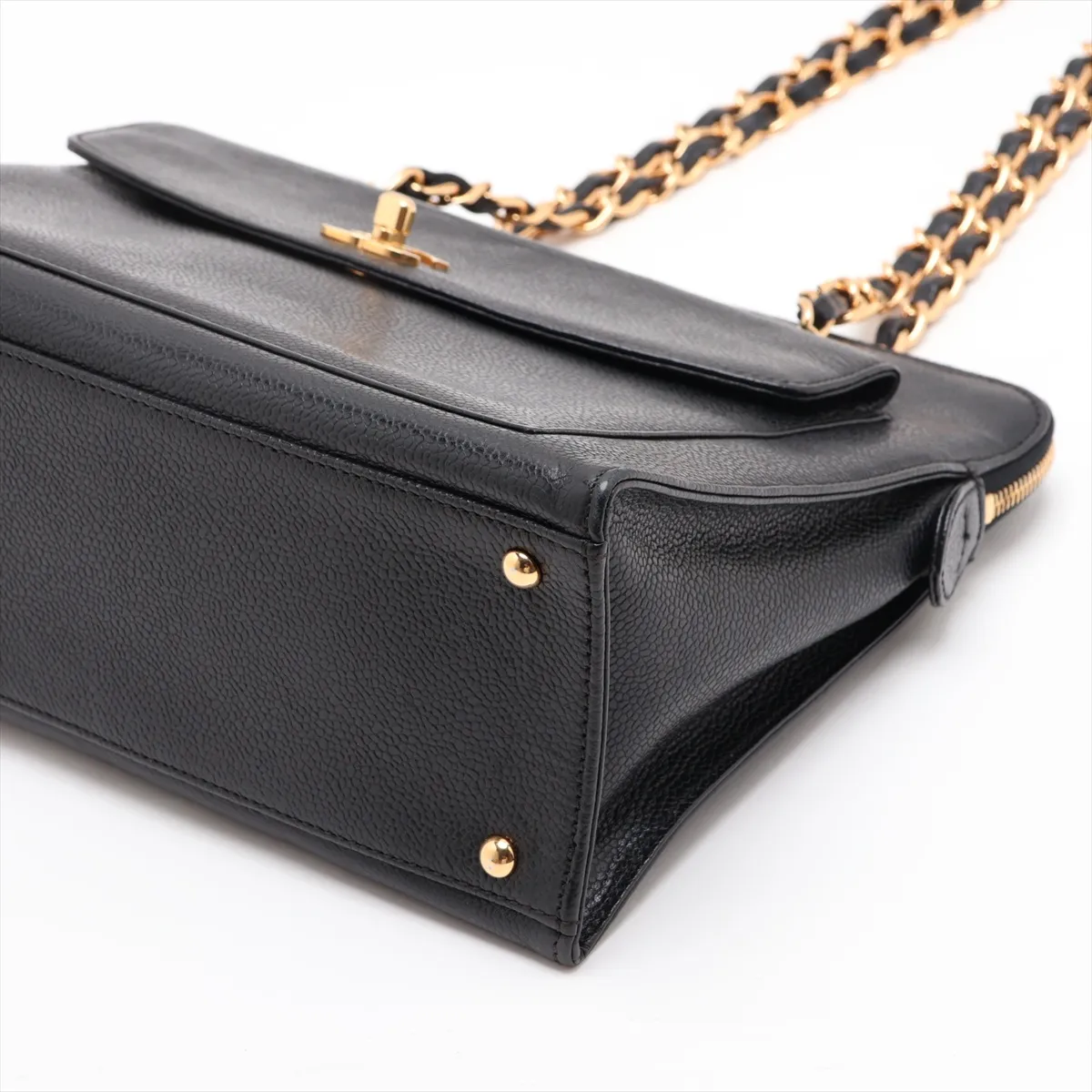 Coco Mark Caviar Skin Chain Shoulder Bag, Black with Gold Hardware, 5075827, Series 5 — view 3