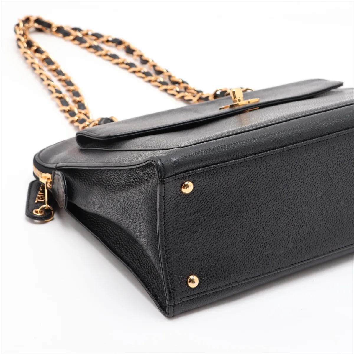 Coco Mark Caviar Skin Chain Shoulder Bag, Black with Gold Hardware, 5075827, Series 5 — view 4