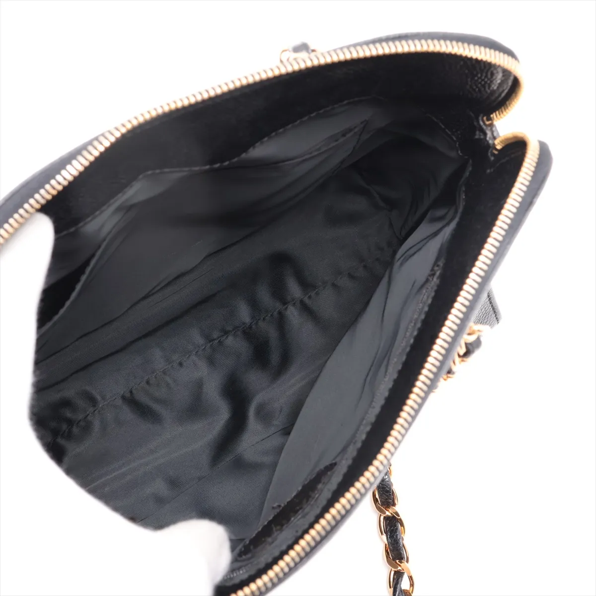 Coco Mark Caviar Skin Chain Shoulder Bag, Black with Gold Hardware, 5075827, Series 5 — view 7