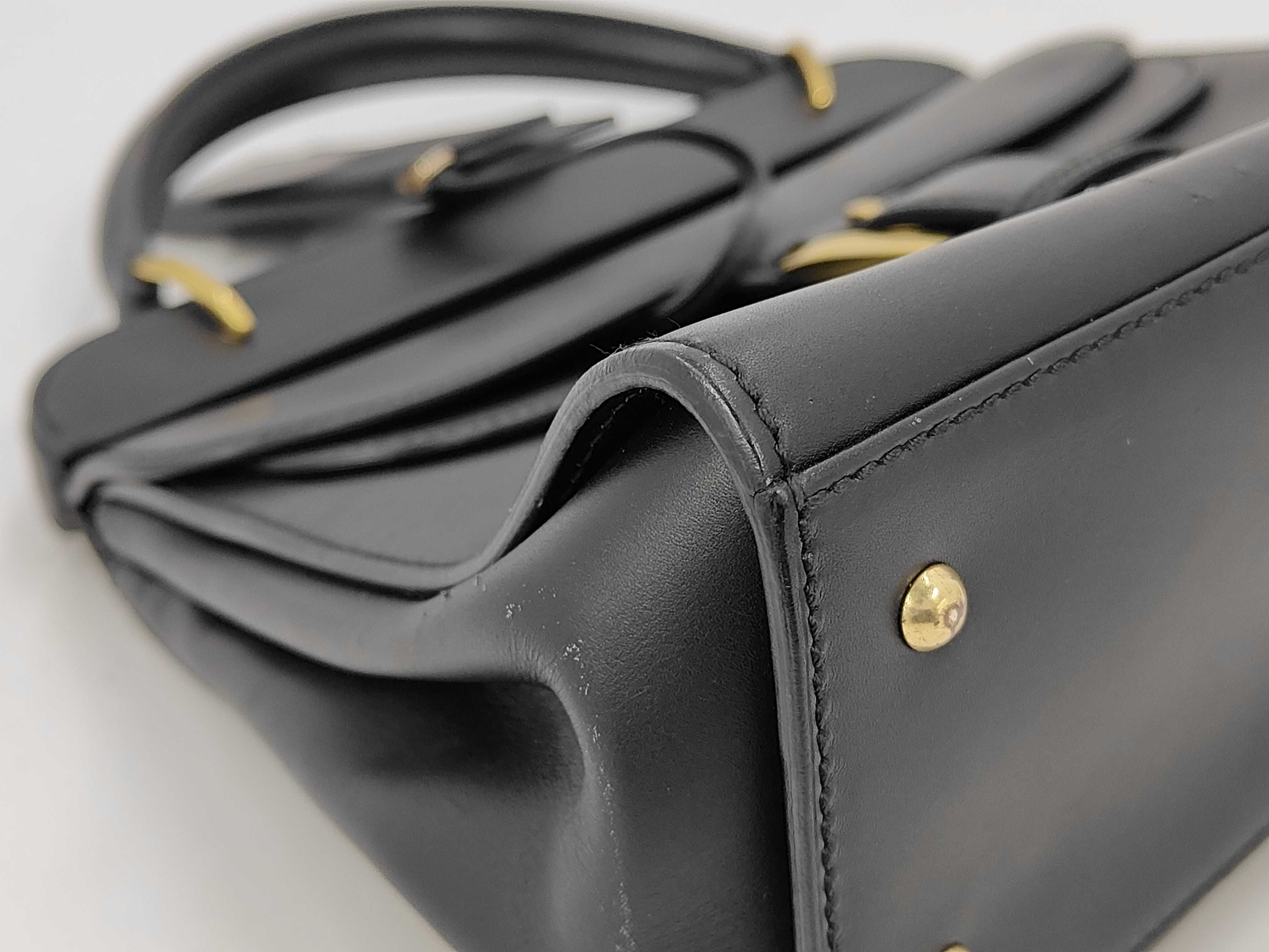 Leather Handbag, Black — view 6
