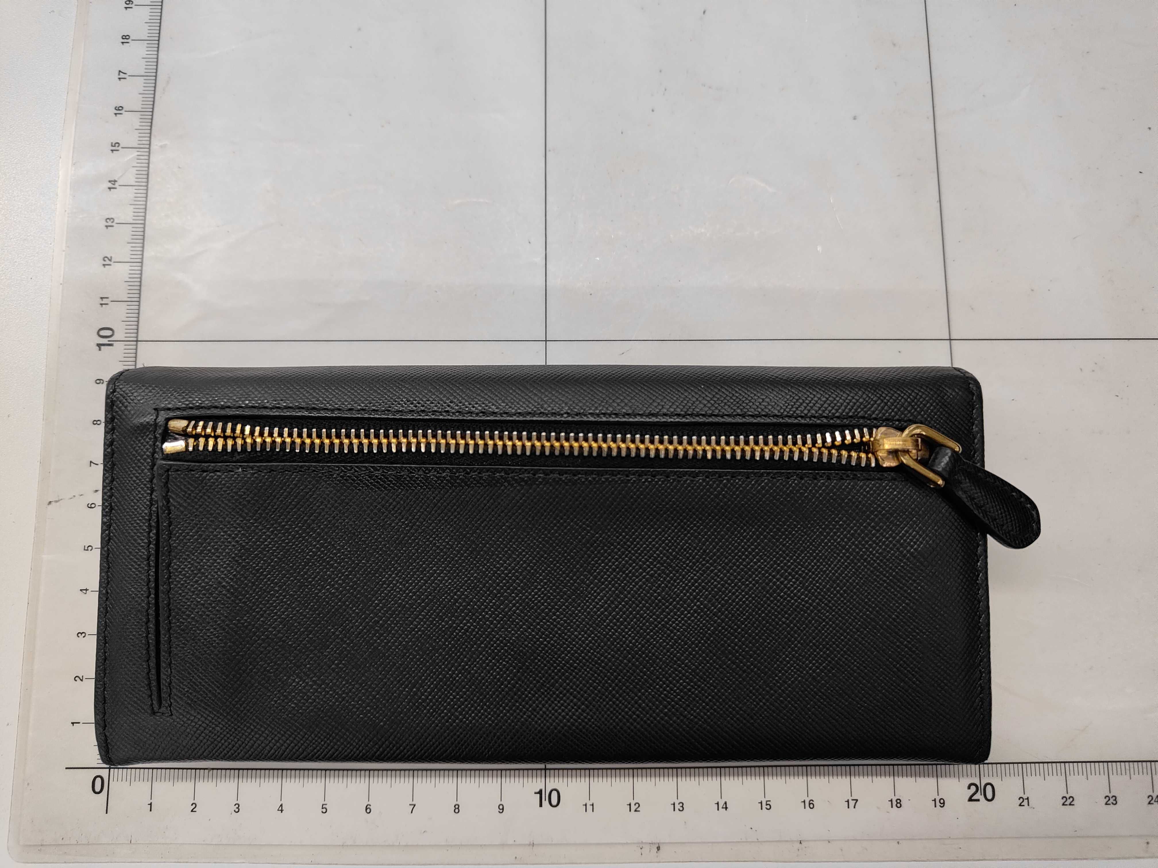 Saffiano Metal Logo Flap Long Wallet Black Wallet — view 2