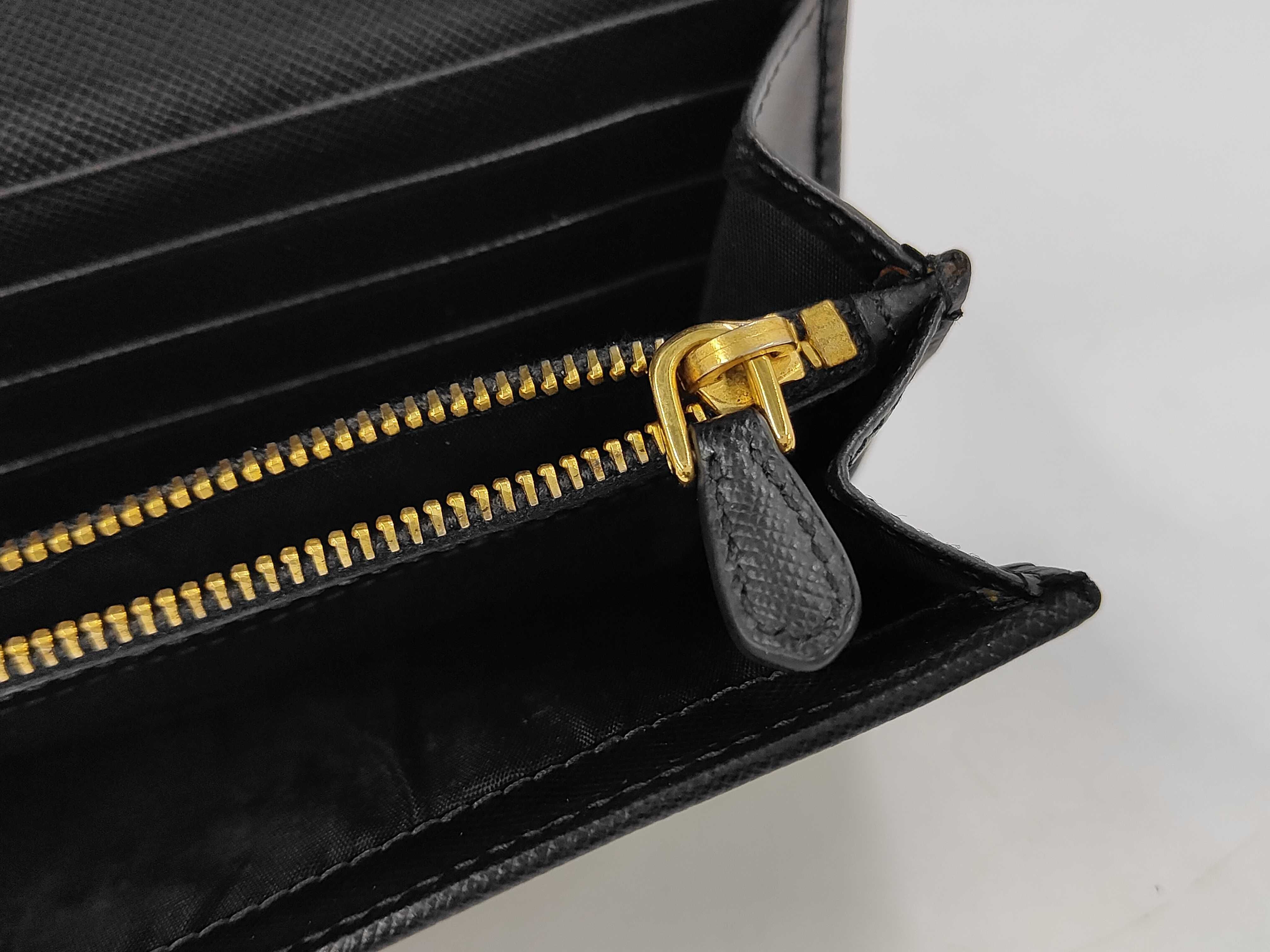 Saffiano Metal Logo Flap Long Wallet Black Wallet — view 10