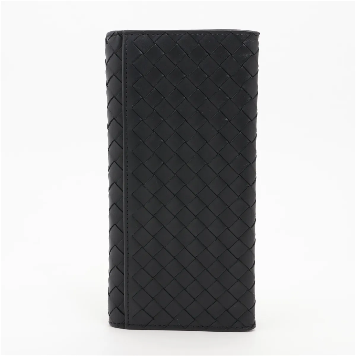 Intrecciato Leather Long Wallet, Black