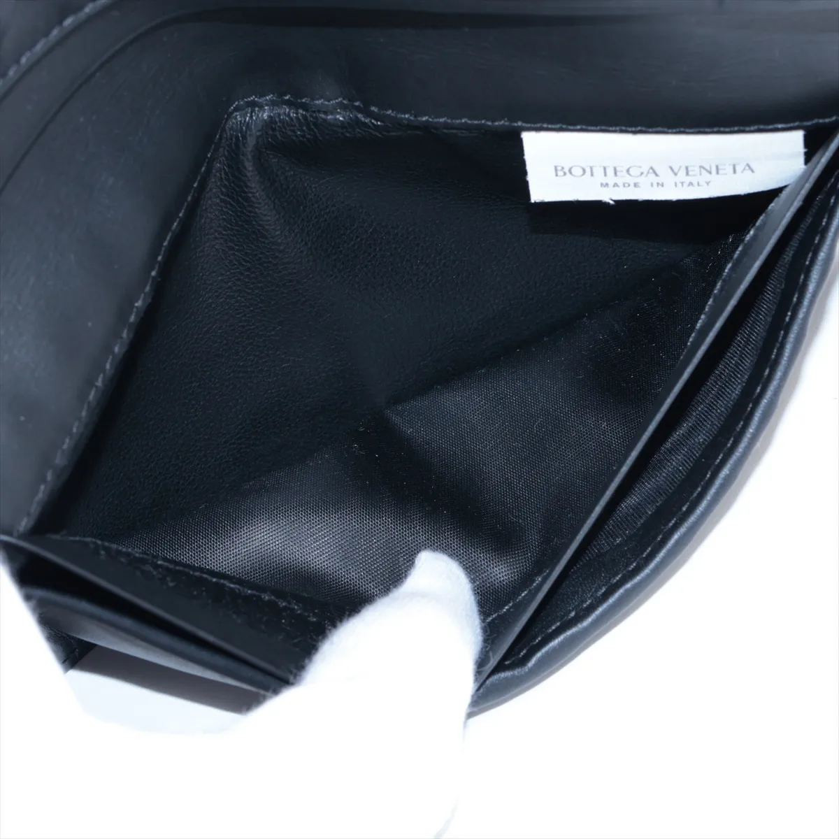 Intrecciato Leather Long Wallet, Black — view 5