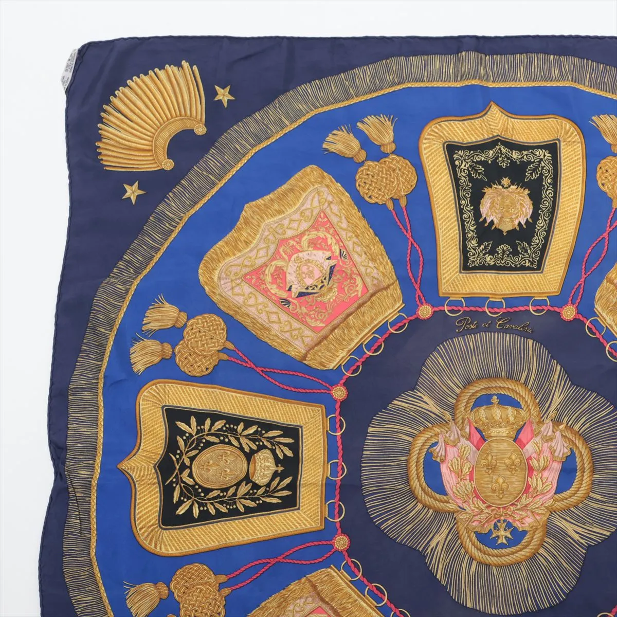 Carre 90 Poste et Cavalerie Saber Decorative Bag Scarf Silk Navy Thread — view 2