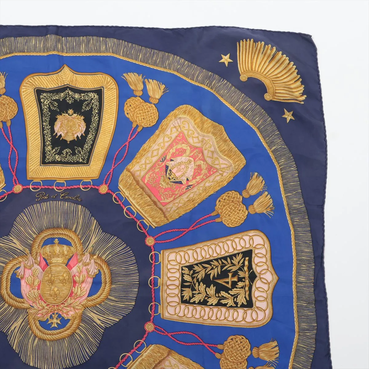 Carre 90 Poste et Cavalerie Saber Decorative Bag Scarf Silk Navy Thread — view 3