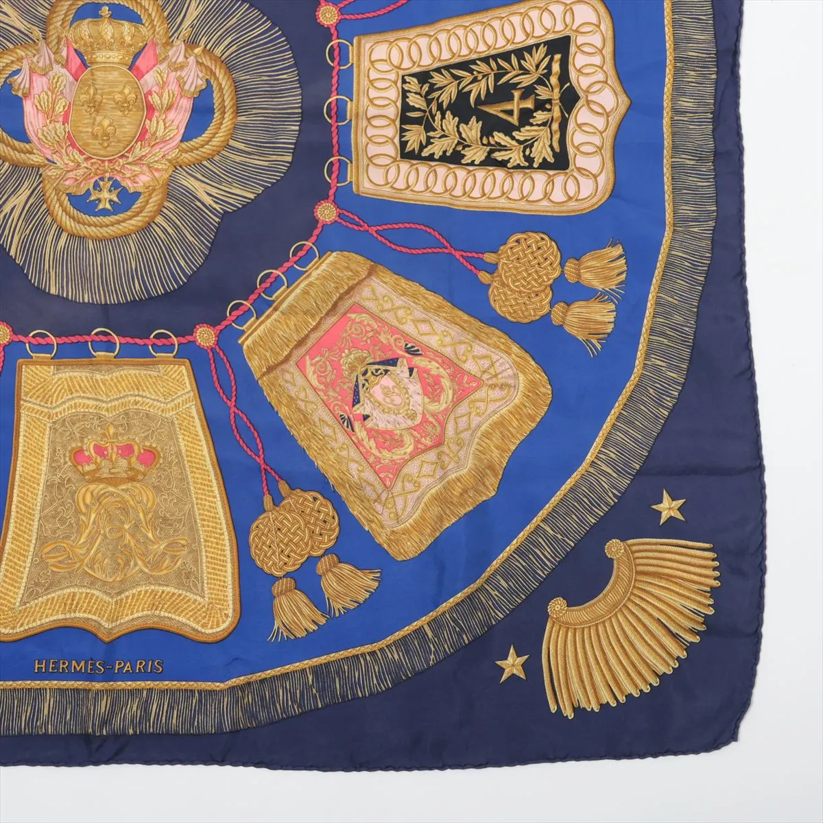 Carre 90 Poste et Cavalerie Saber Decorative Bag Scarf Silk Navy Thread — view 4