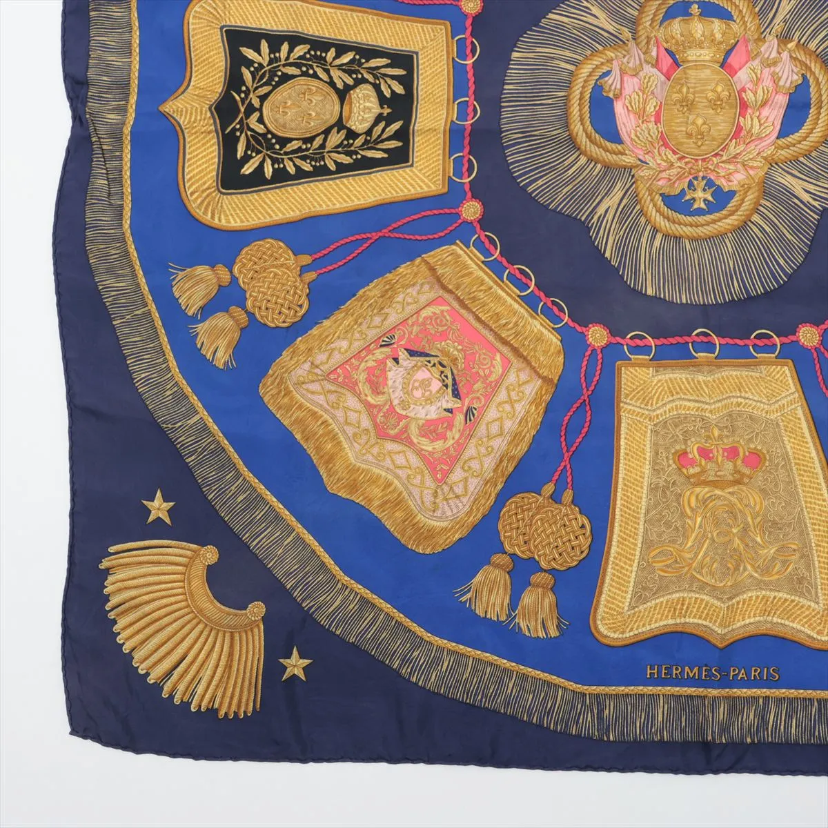 Carre 90 Poste et Cavalerie Saber Decorative Bag Scarf Silk Navy Thread — view 5