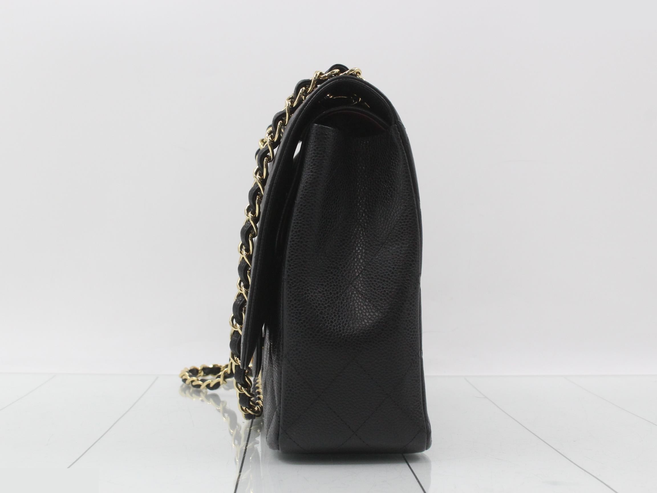 Large Matelassé 34, Caviar Skin, Double Flap, Double Chain Shoulder Bag — view 3