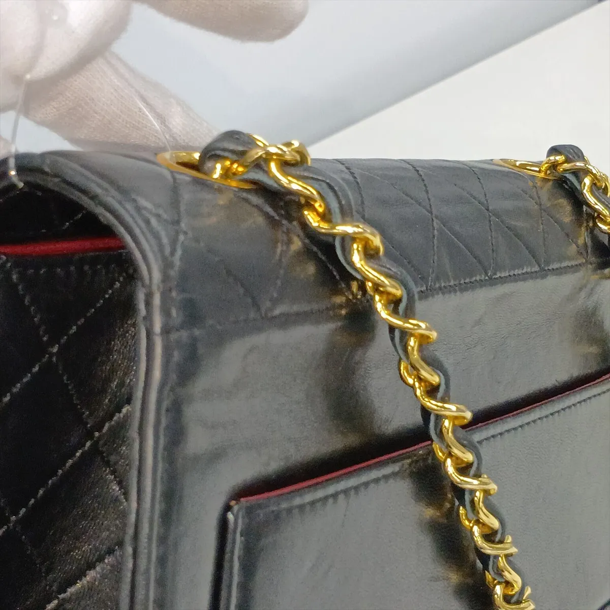 Matelassé Lambskin Single Flap Single Chain Bag, Black with Gold Hardware, Item No. 1604754 (Serial Number 1) — view 15