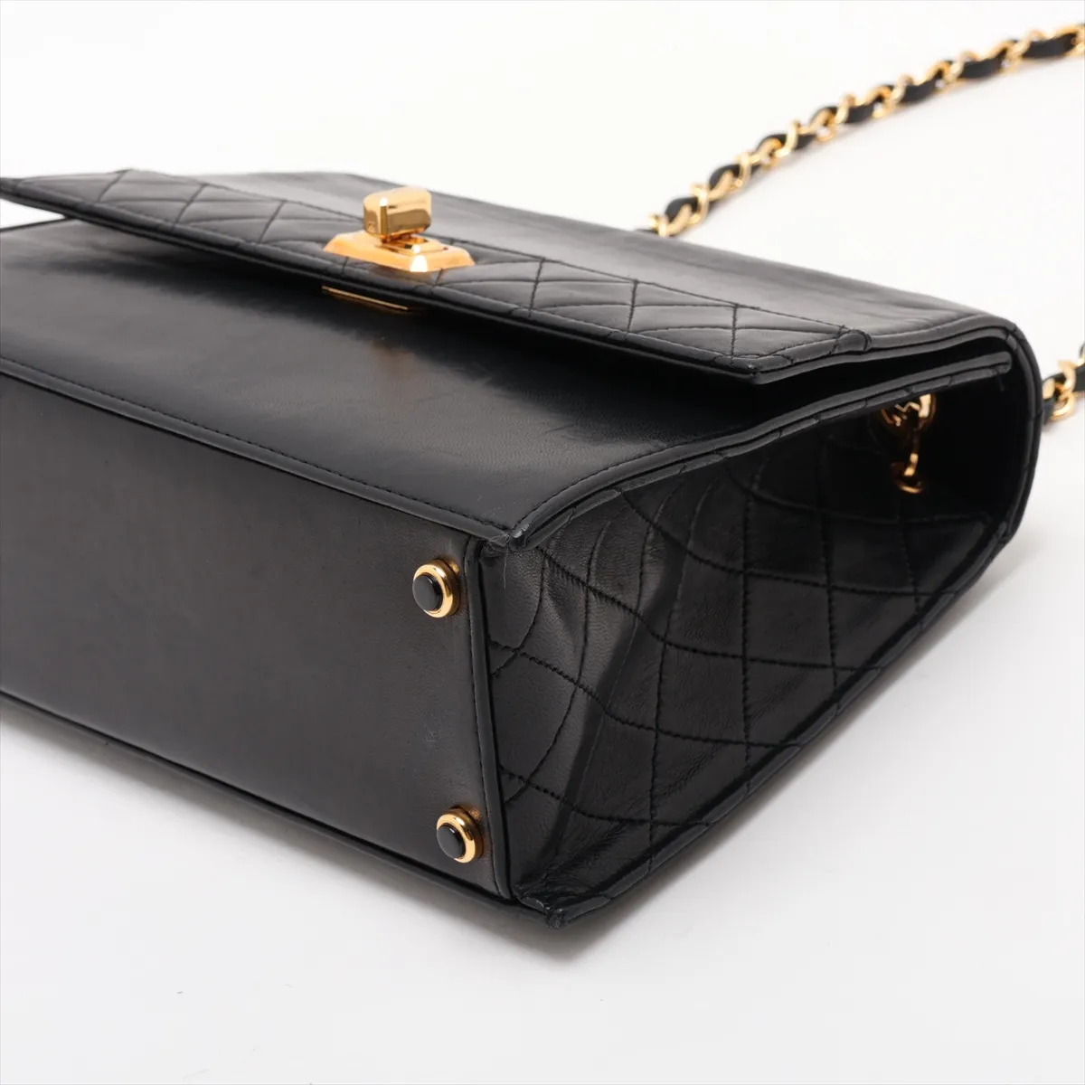 Matelassé Lambskin Single Flap Single Chain Bag, Black with Gold Hardware, Item No. 1604754 (Serial Number 1) — view 3
