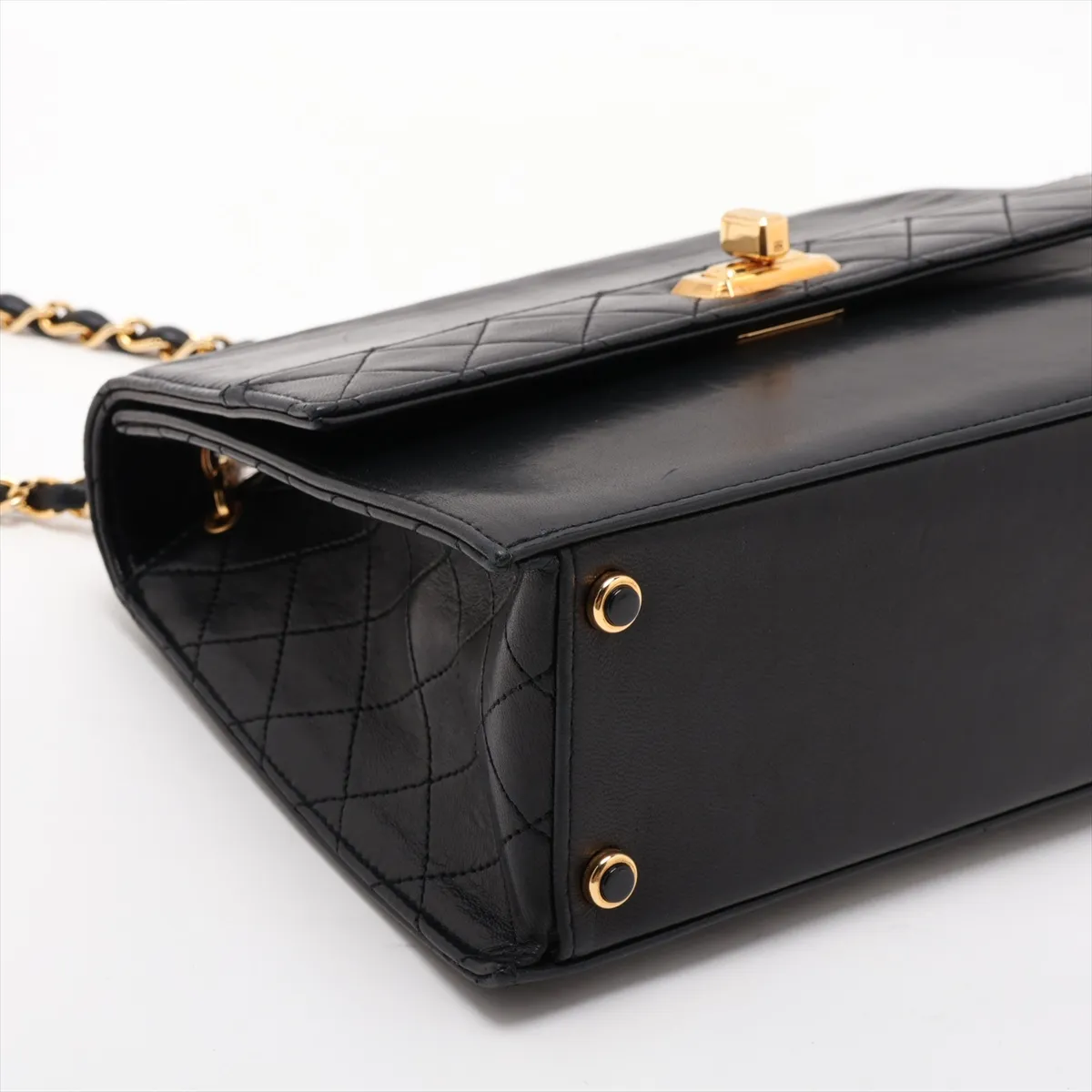 Matelassé Lambskin Single Flap Single Chain Bag, Black with Gold Hardware, Item No. 1604754 (Serial Number 1) — view 4
