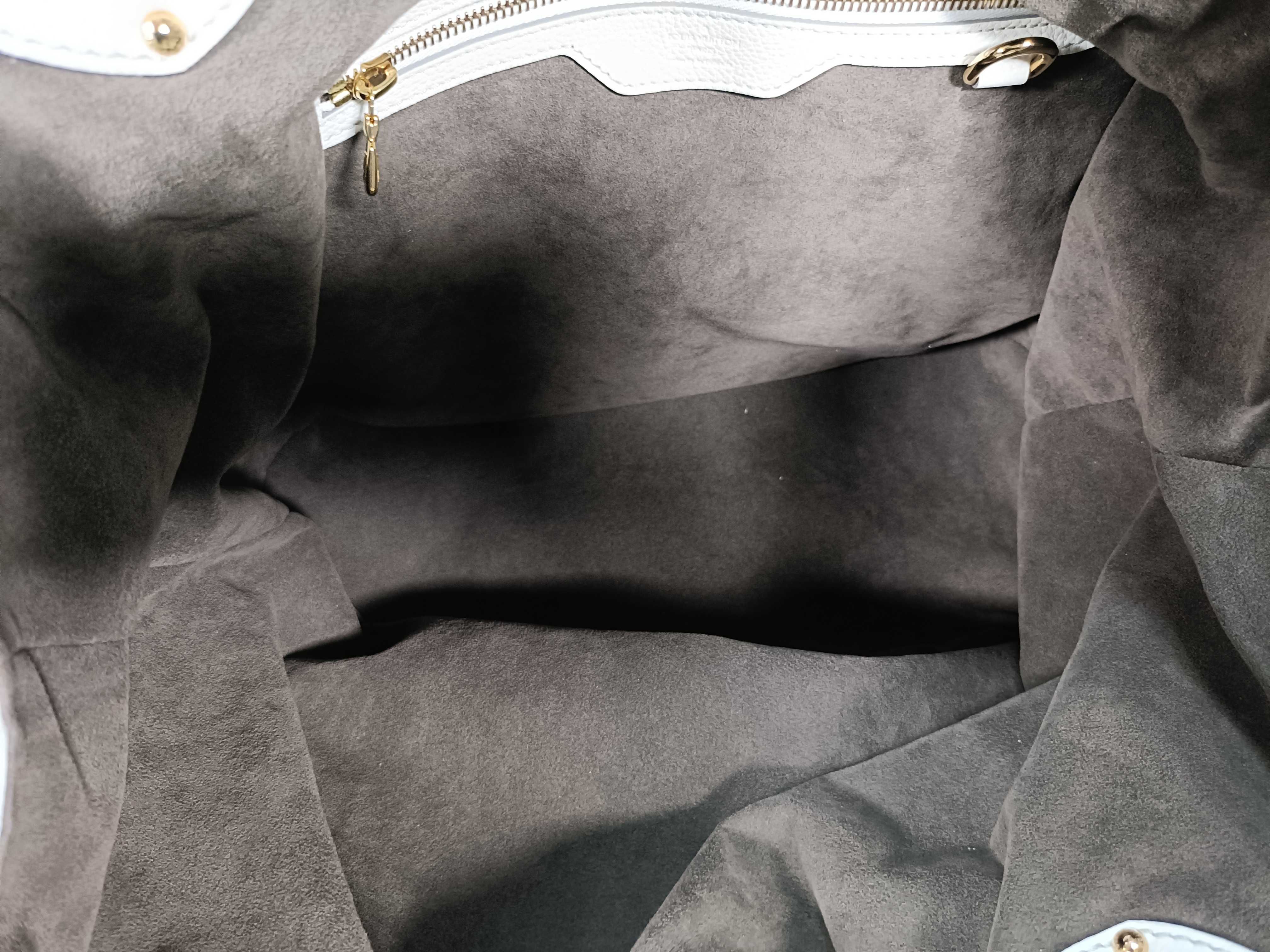 Mahina White Monogram Perforated Calfskin Large Tote Bag — view 9