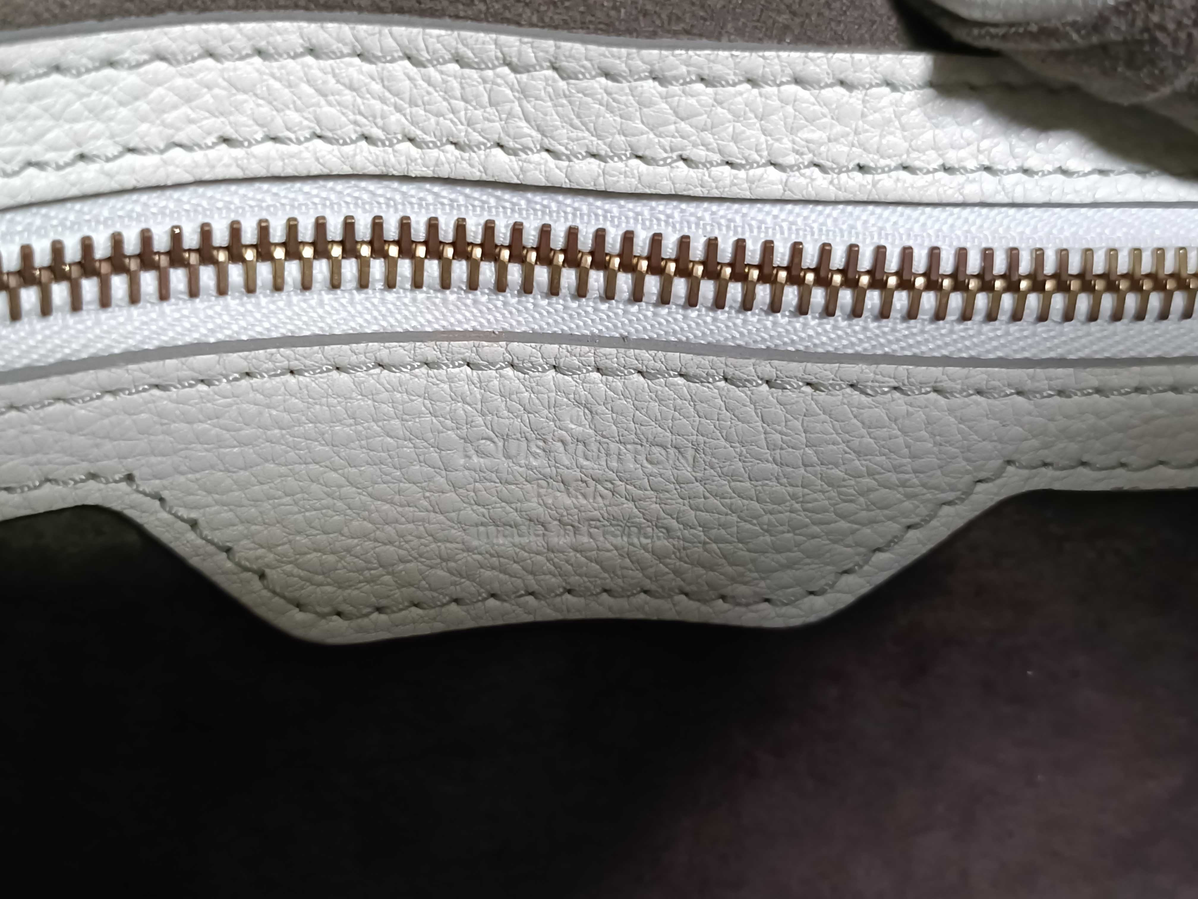 Mahina White Monogram Perforated Calfskin Large Tote Bag — view 10