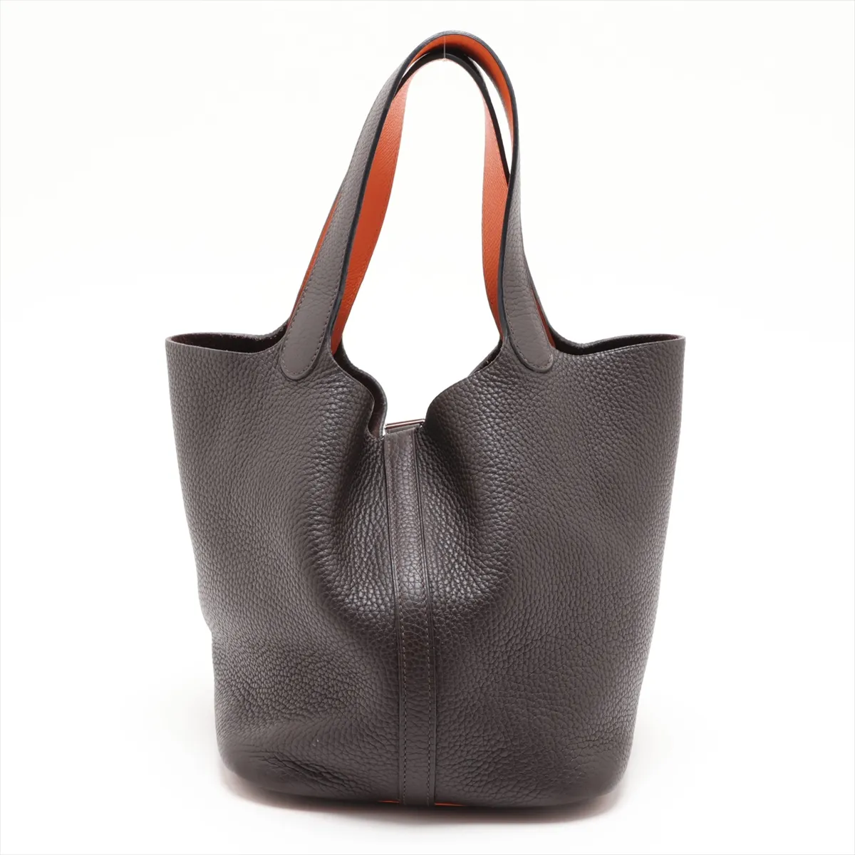 Hermès Picotin 22 MM Eclat Taurillon Clemence Chocolate x Orange Silver Hardware — view 2