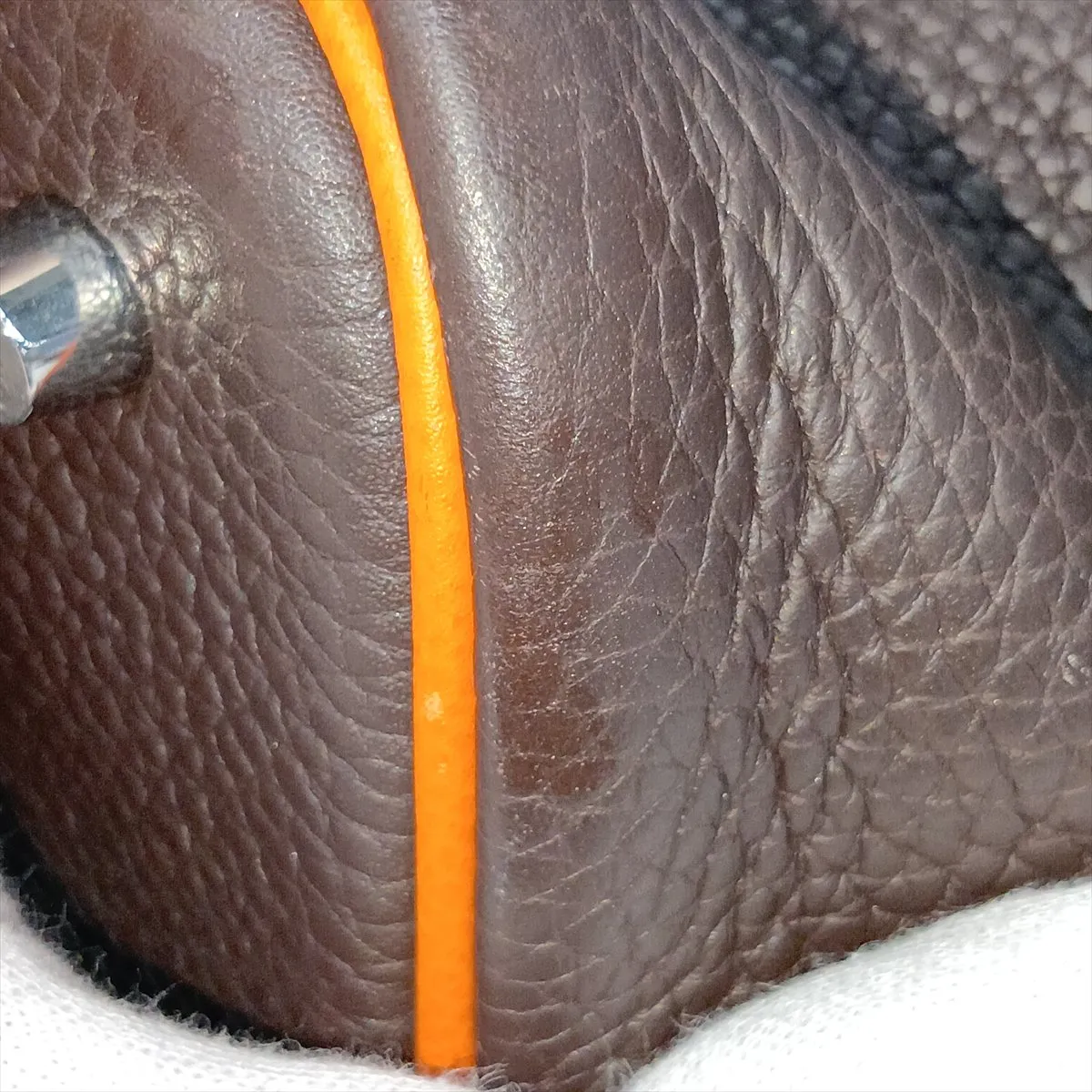 Hermès Picotin 22 MM Eclat Taurillon Clemence Chocolate x Orange Silver Hardware — view 13