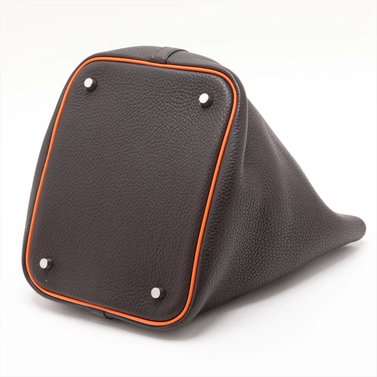 Hermès Picotin 22 MM Eclat Taurillon Clemence Chocolate x Orange Silver Hardware — view 3