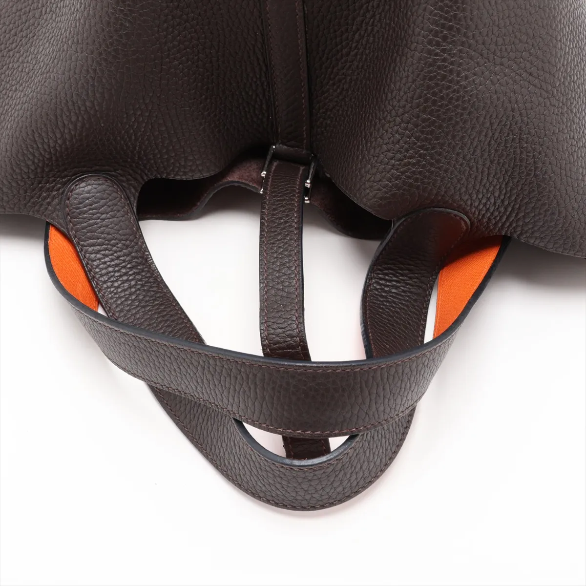 Hermès Picotin 22 MM Eclat Taurillon Clemence Chocolate x Orange Silver Hardware — view 5