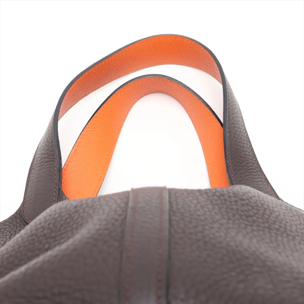 Hermès Picotin 22 MM Eclat Taurillon Clemence Chocolate x Orange Silver Hardware — view 6