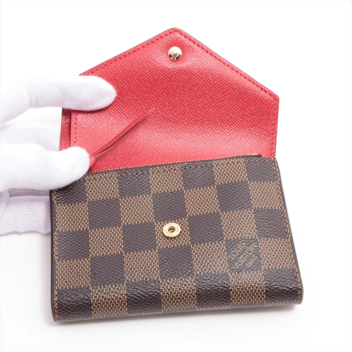 Damier Portefeuille Victorine N41659 Brown x Red Compact Wallet RFID Reactive — view 3