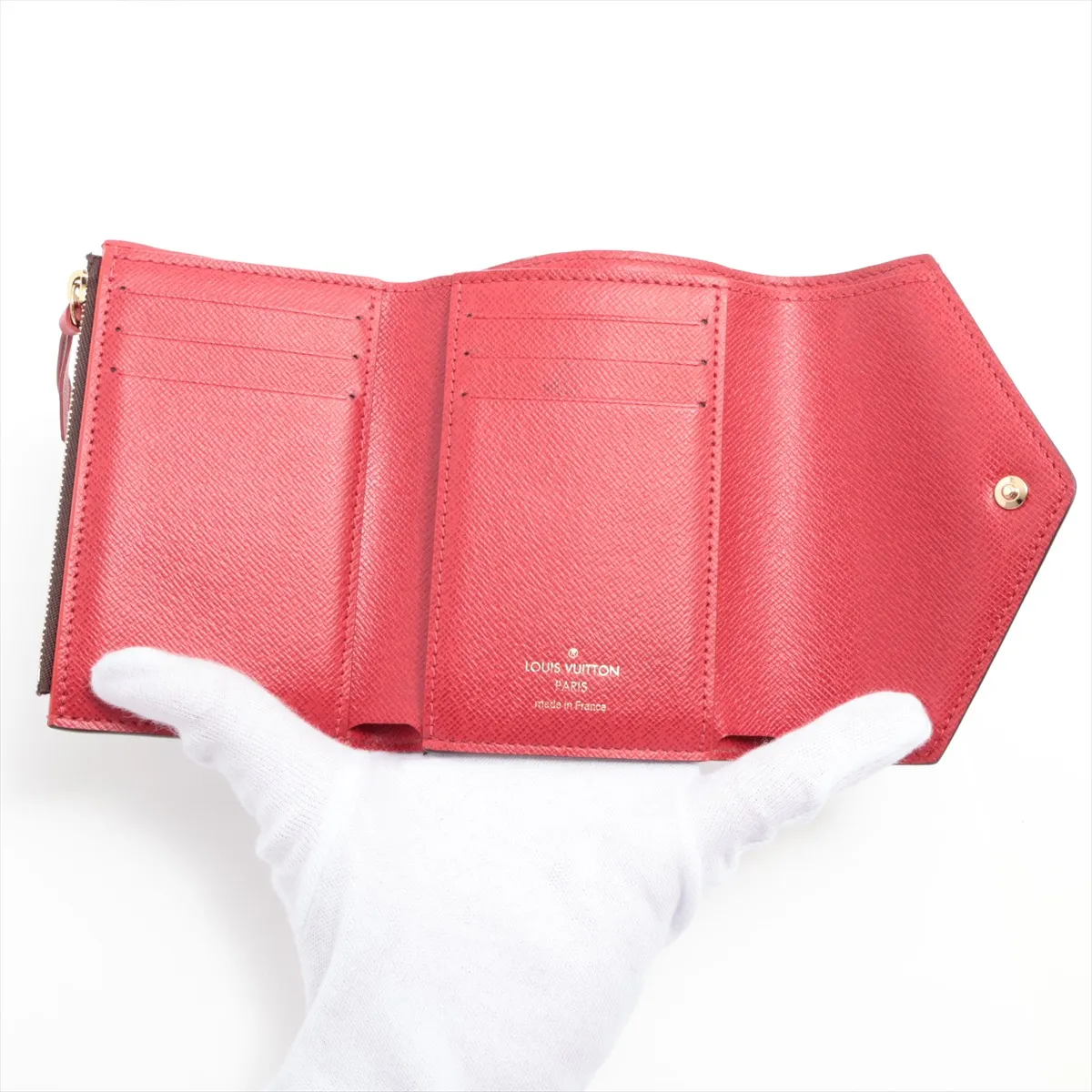 Damier Portefeuille Victorine N41659 Brown x Red Compact Wallet RFID Reactive — view 4