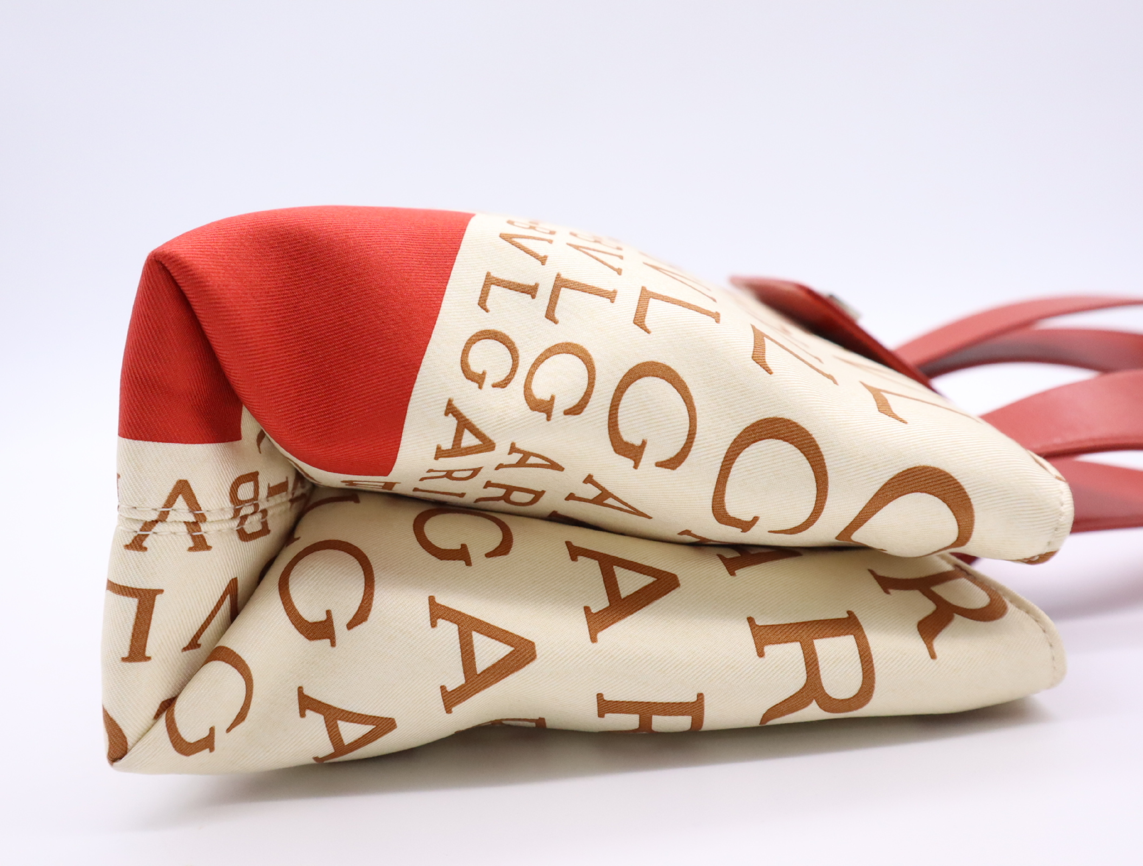 Cotton Logo Mania Handbag, Red/Ivory, with Dust Bag — view 5