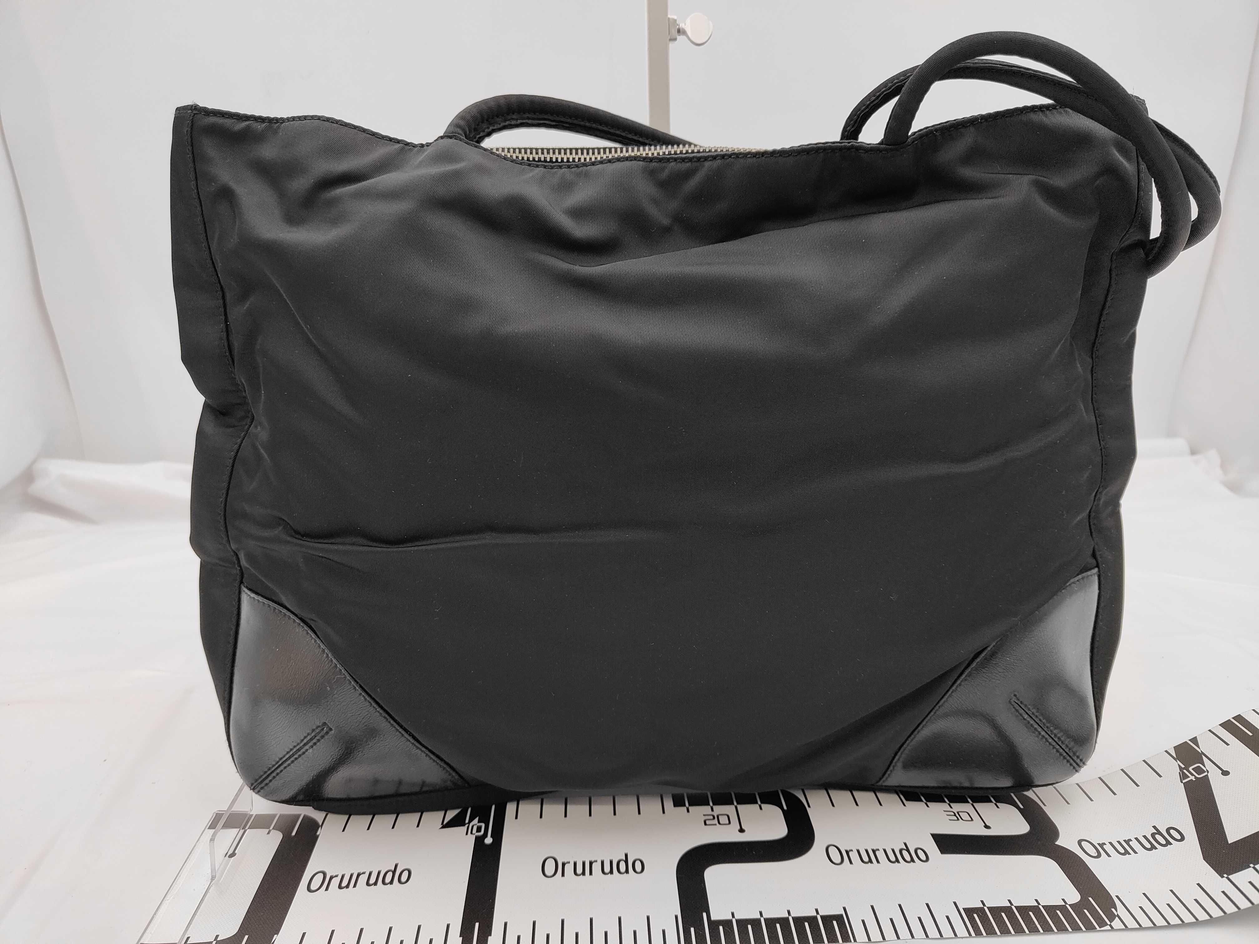 Nylon x Leather Tote Bag Black Tote Bag — view 2