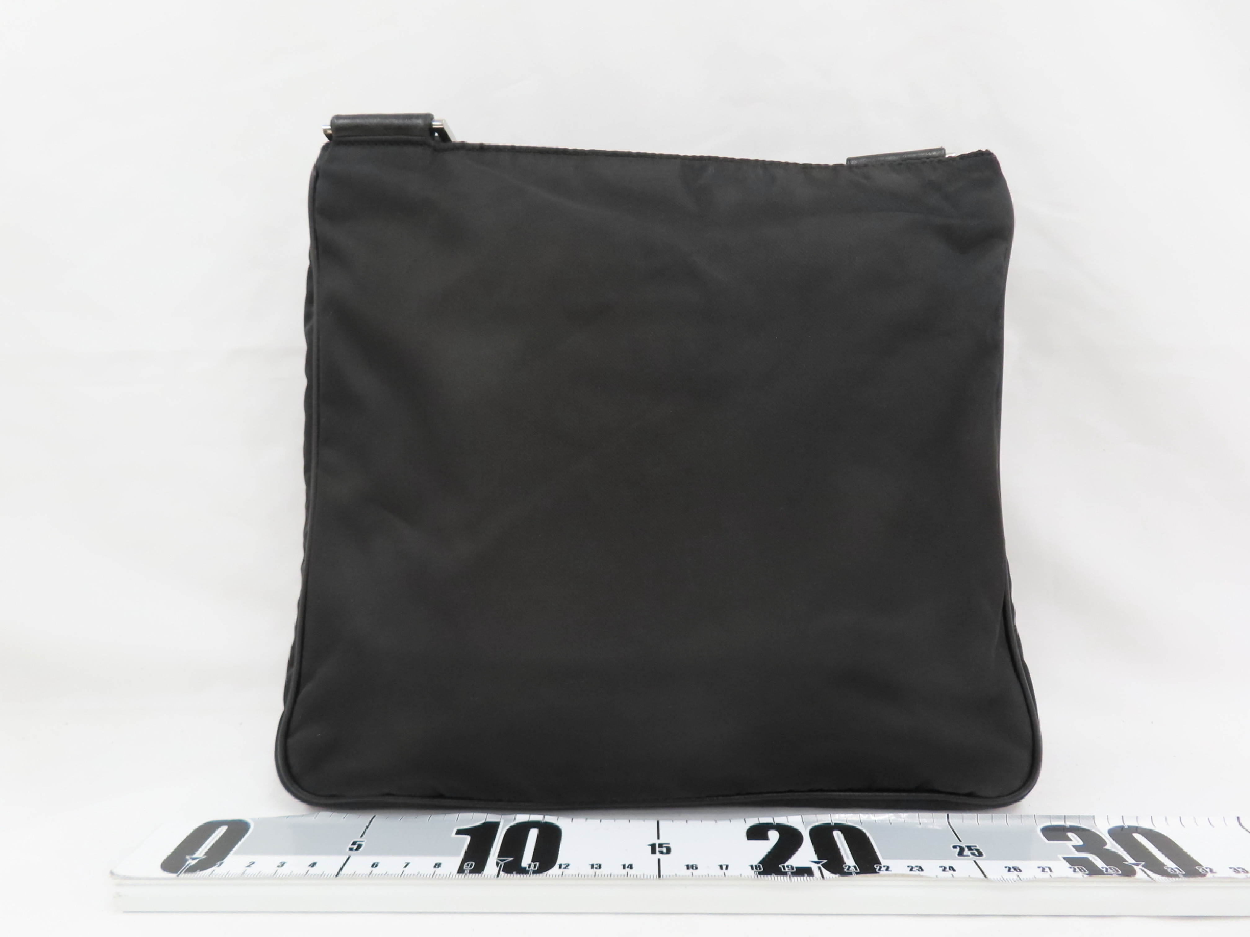 Triangle Logo Plate Saffiano Nylon Shoulder Bag — view 2